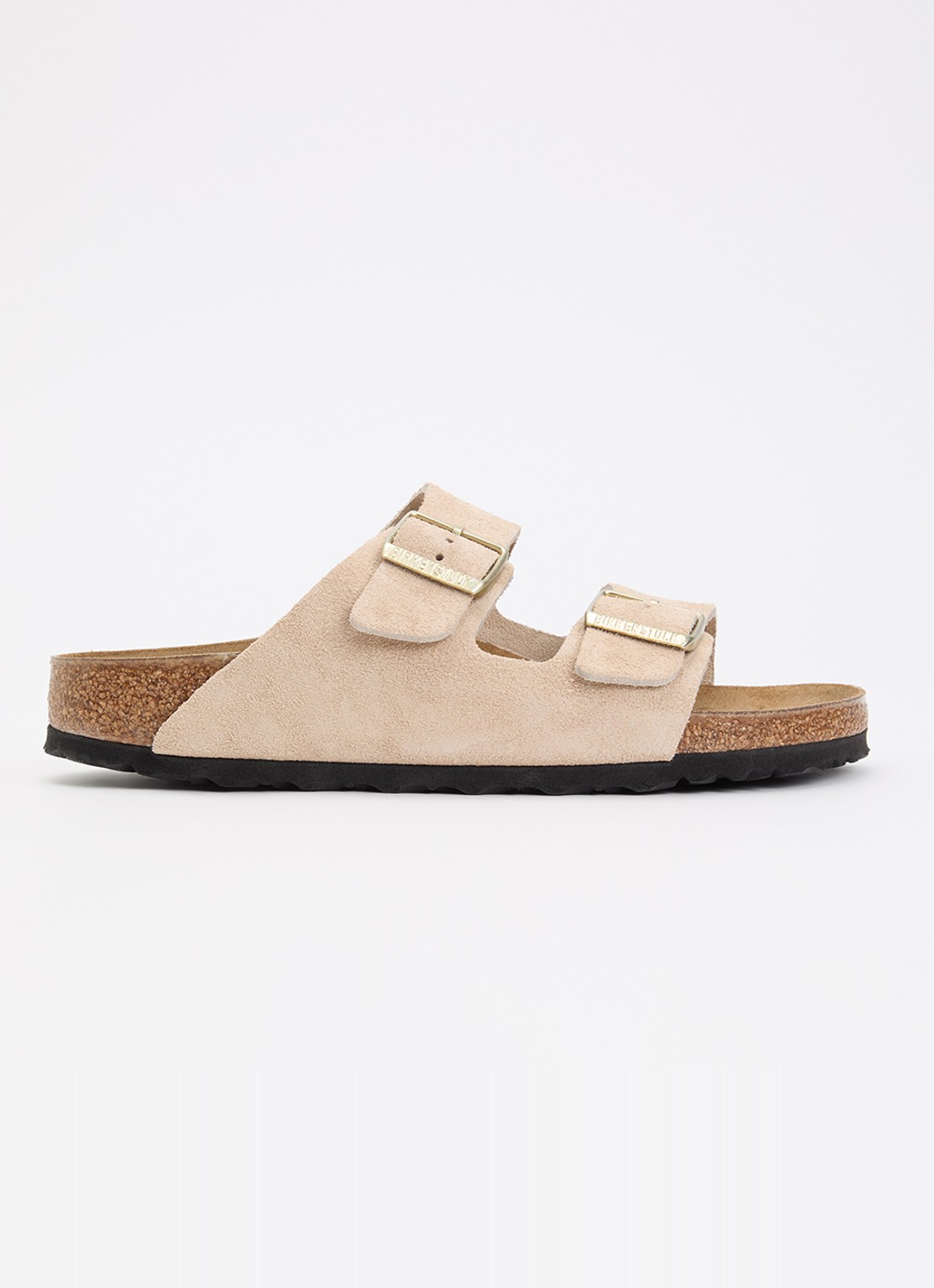 Birkenstock Narrow Fit Arizona slipper van suède - voorkant 2 beige