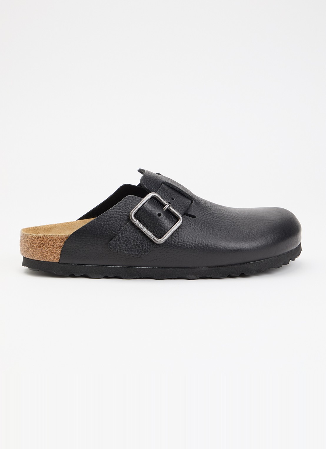 Birkenstock Narrow Fit Boston muiltje van leer - voorkant zwart