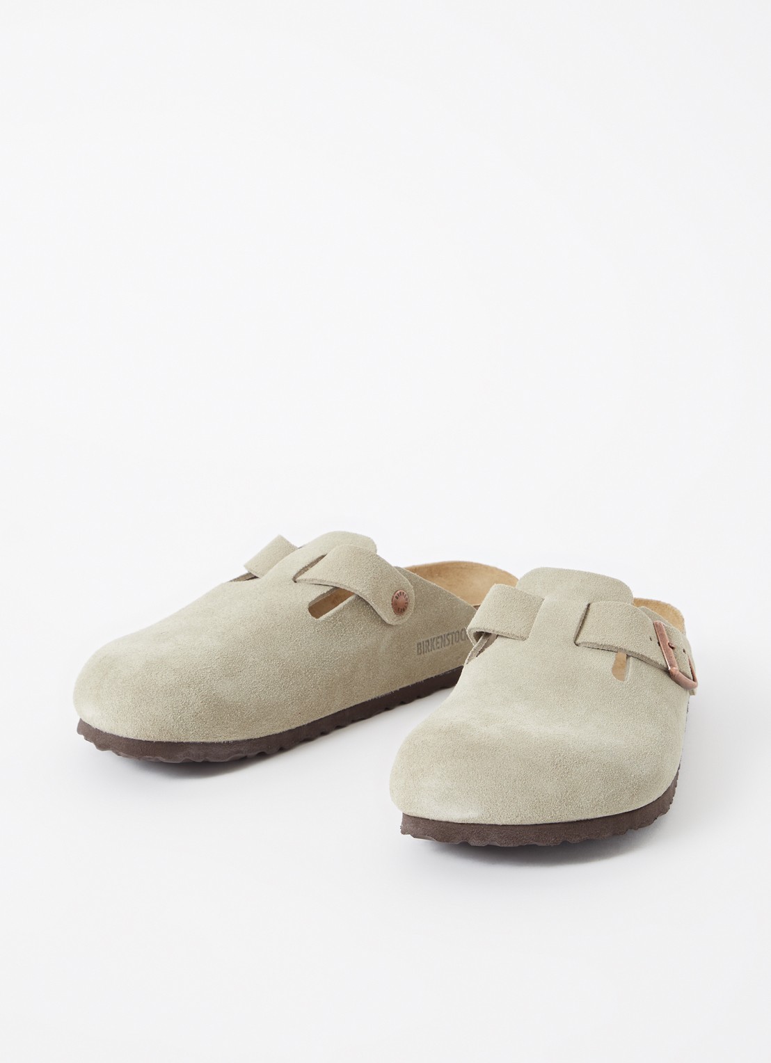 Birkenstock Narrow Fit Boston muiltje van suède - detail 3 taupe