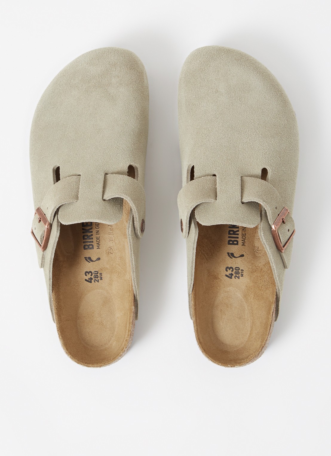 Birkenstock Narrow Fit Boston muiltje van suède - detail 4 taupe