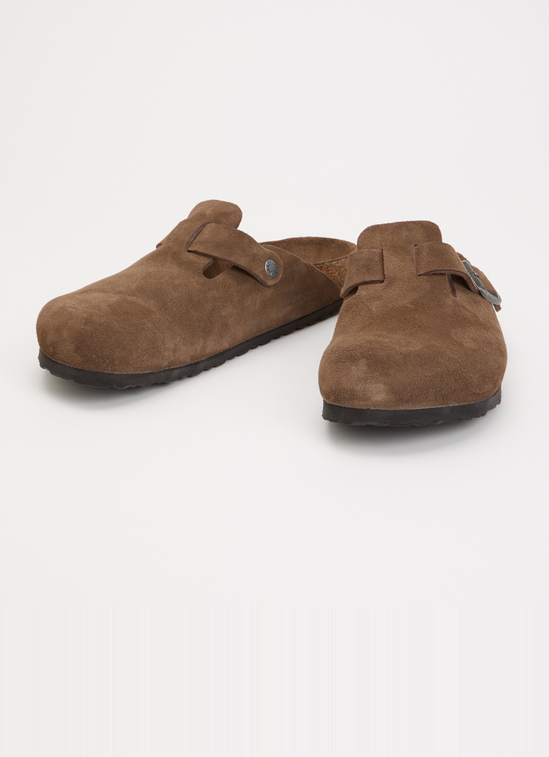 Birkenstock Narrow Fit Boston muiltje van suéde  - detail 3 donkerbruin