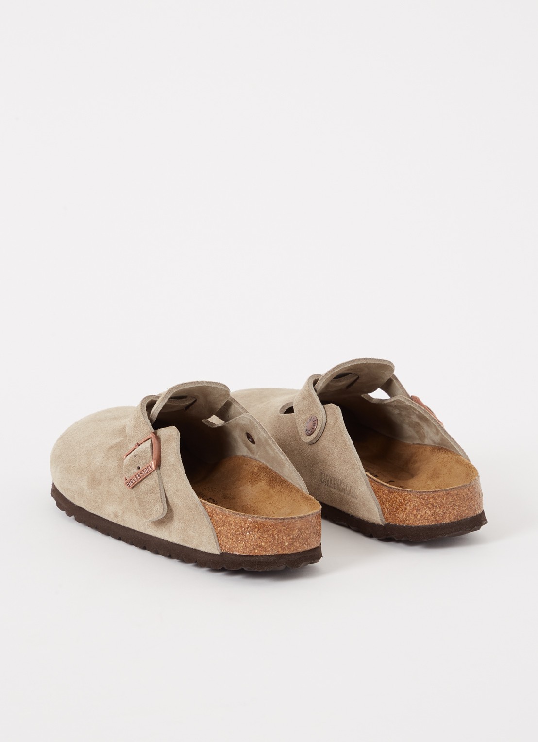 Birkenstock Narrow Fit Boston muiltje van suède - achterkant 4 taupe