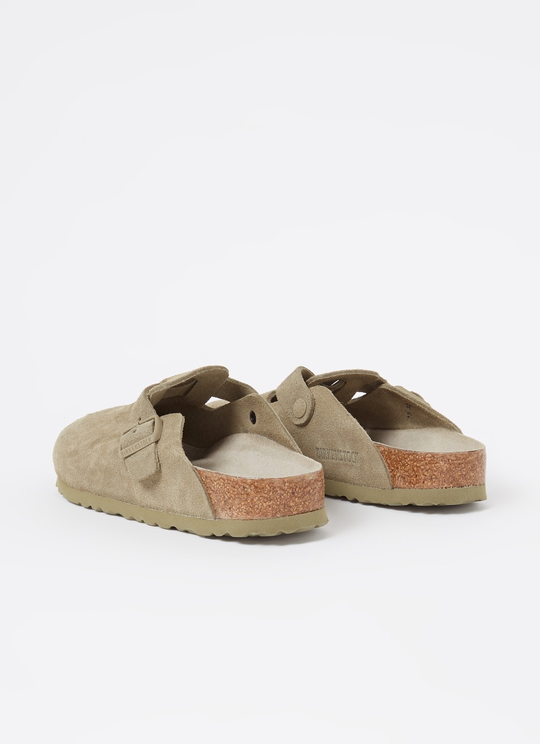 Birkenstock Narrow Fit Boston muiltje van suède - achterkant 4 lindegroen