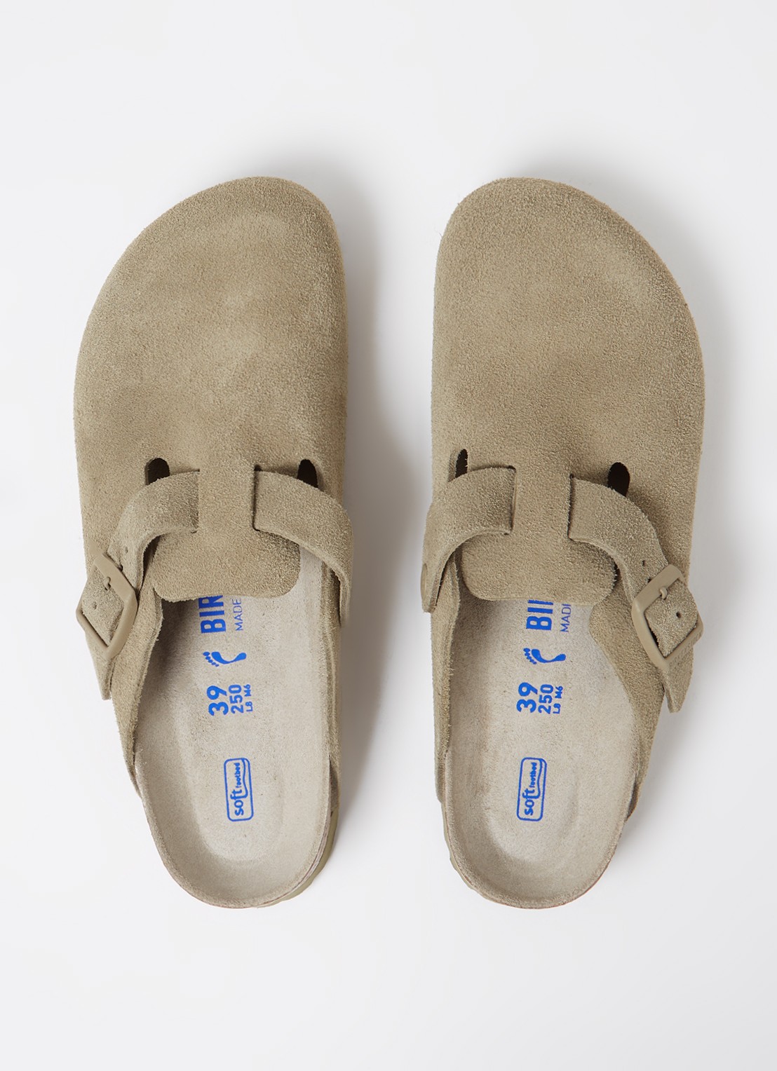 Birkenstock Narrow Fit Boston muiltje van suède - detail 2 lindegroen