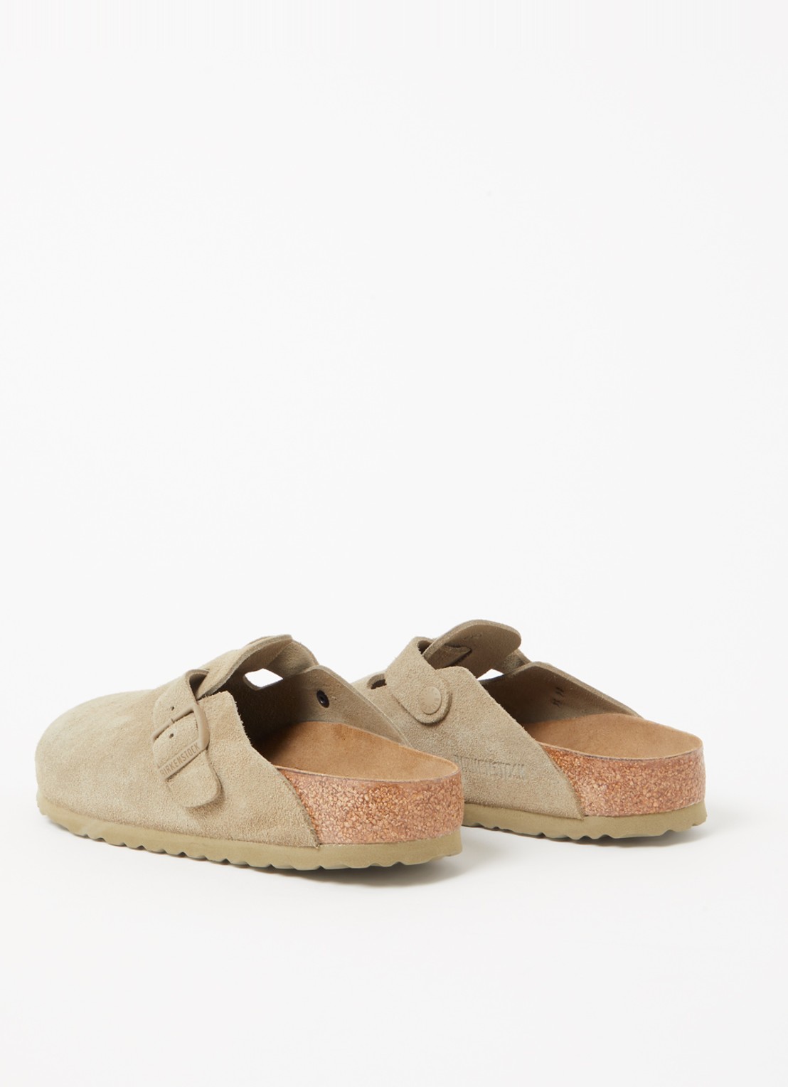 Birkenstock Narrow Fit Boston muiltje van suède - achterkant 2 khaki