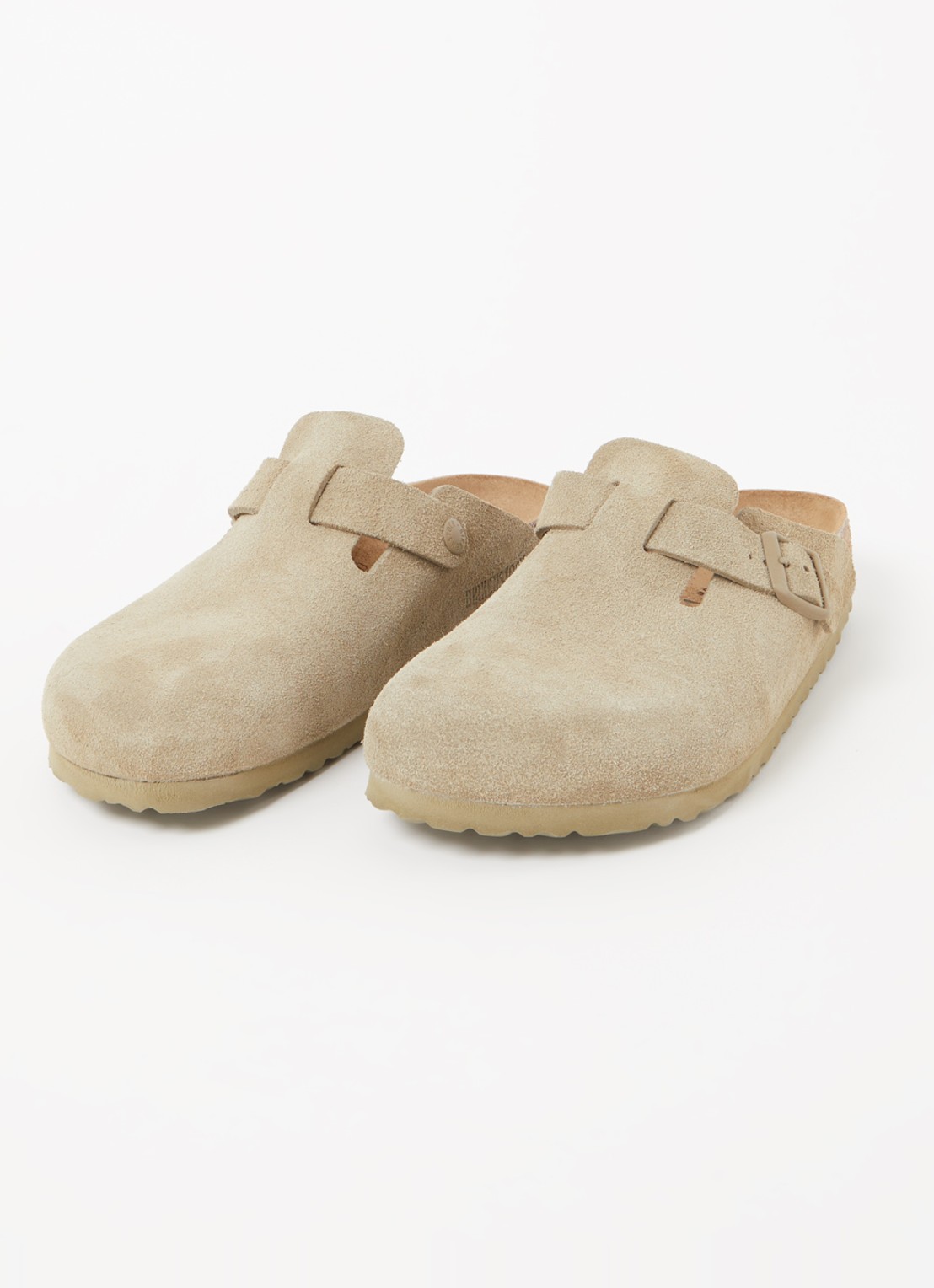 Birkenstock Narrow Fit Boston muiltje van suède - detail 3 khaki