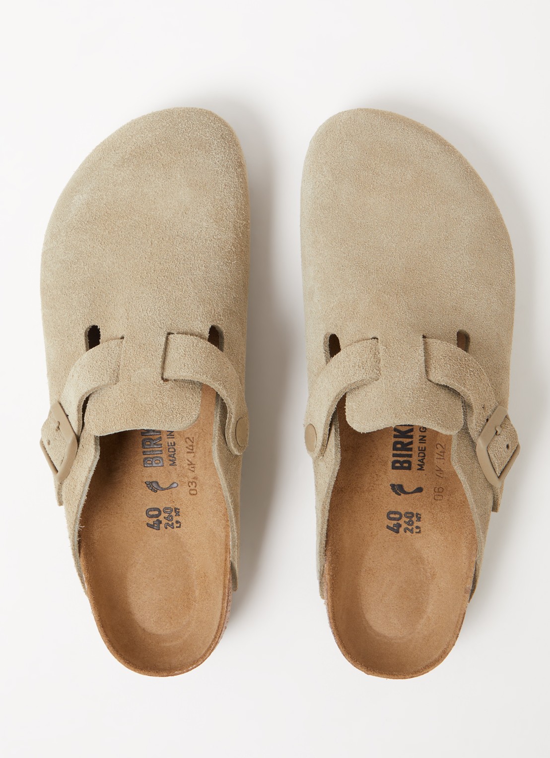 Birkenstock Narrow Fit Boston muiltje van suède - detail 4 khaki