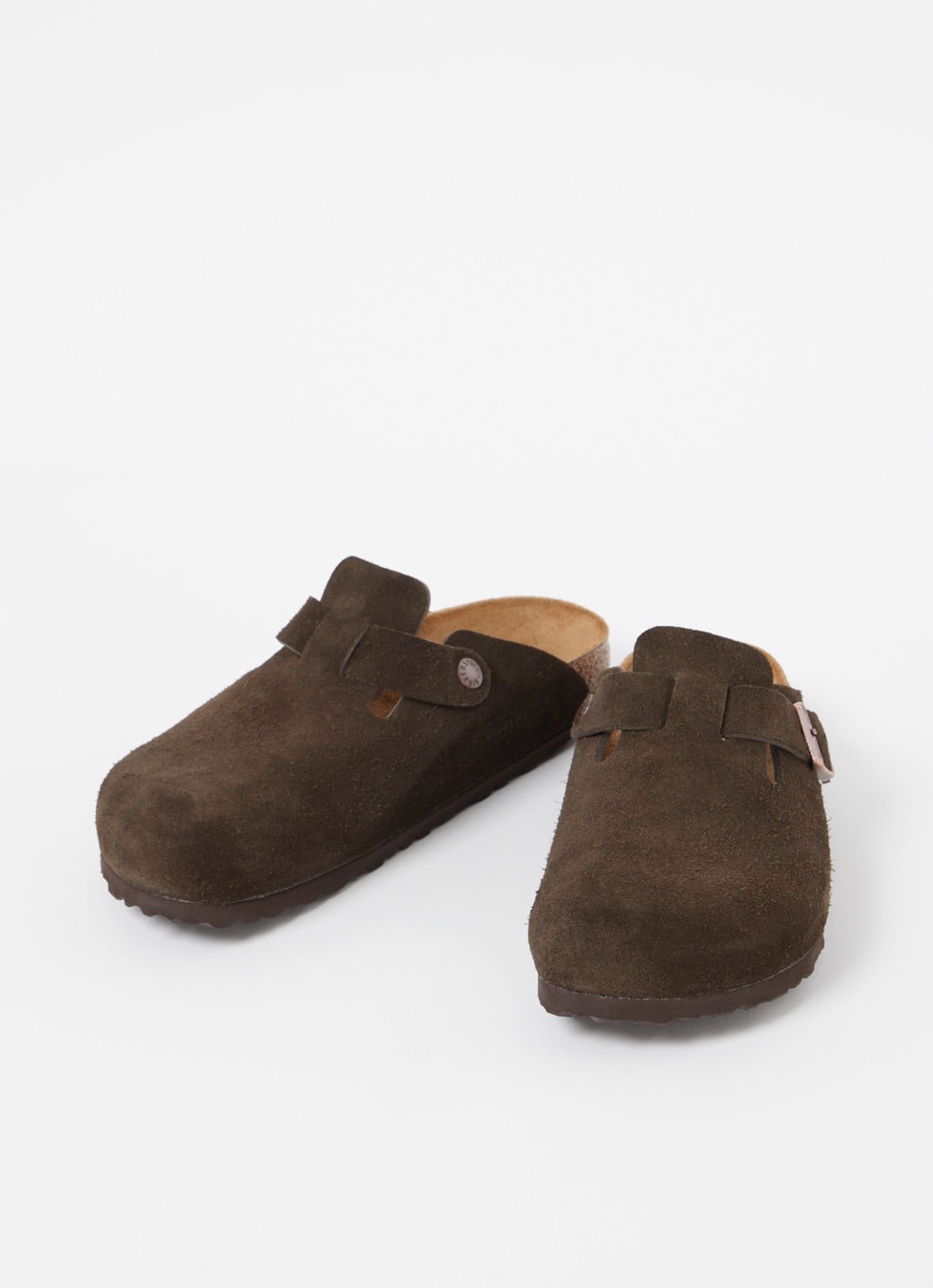 Birkenstock Narrow Fit Boston muiltje van suède - detail bruin