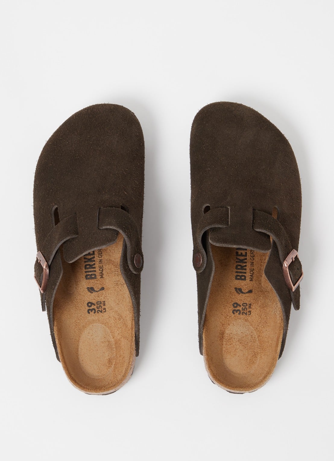 Birkenstock Narrow Fit Boston muiltje van suède - detail 2 bruin