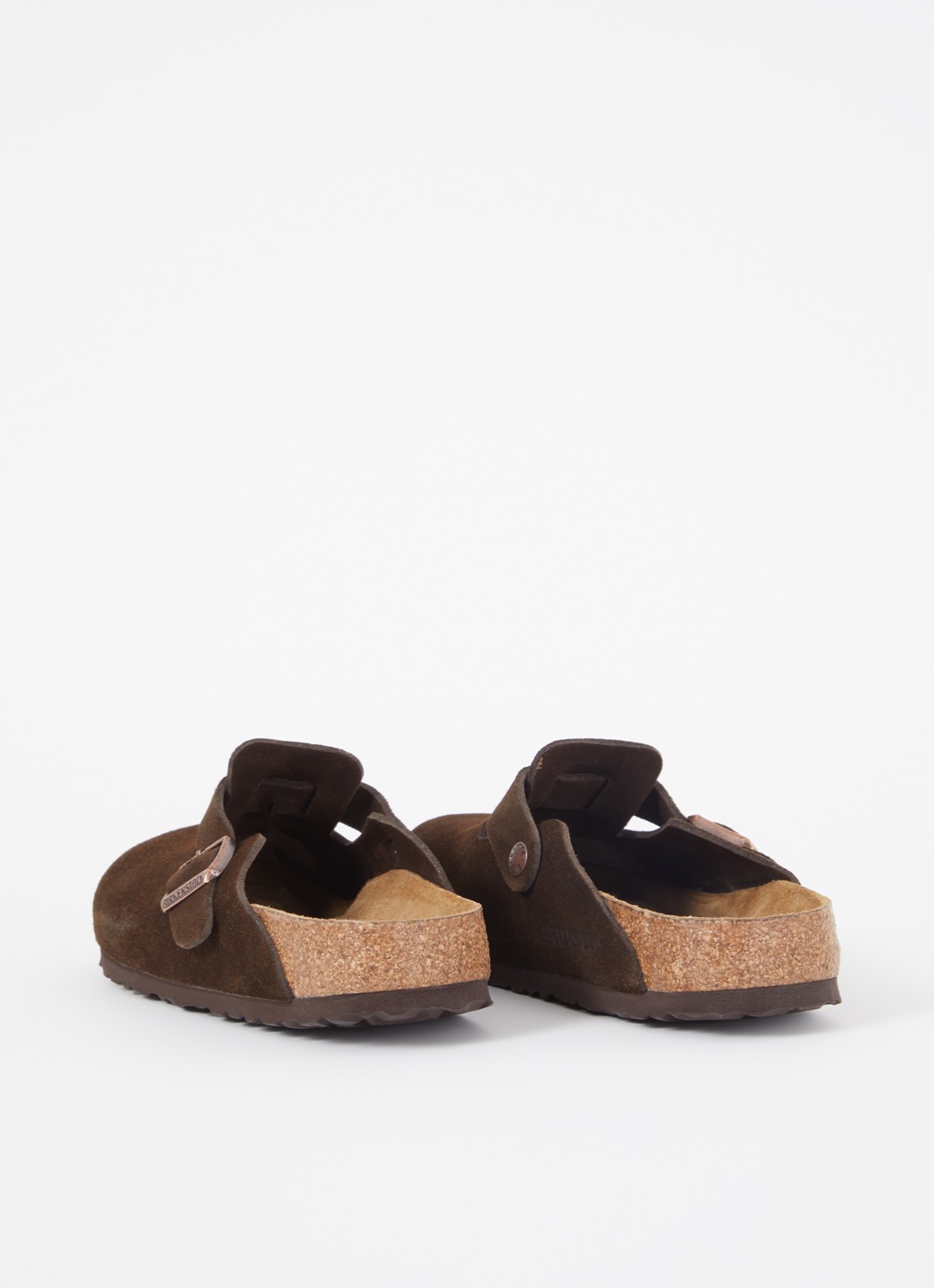 Birkenstock Narrow Fit Boston muiltje van suède - achterkant 4 hazelnootbruin