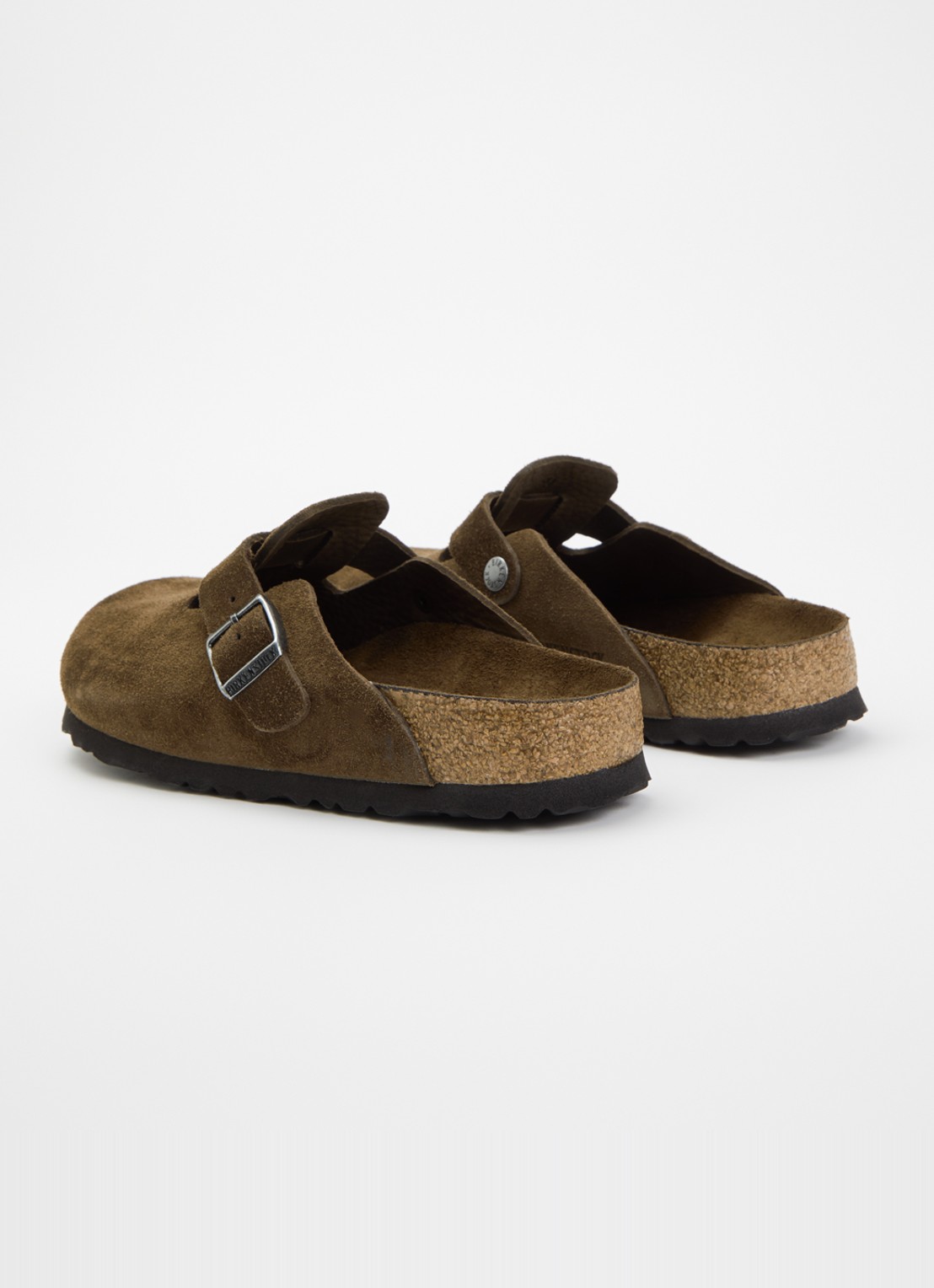 Birkenstock Narrow Fit Boston muiltje van suède  - achterkant 4 chocoladebruin
