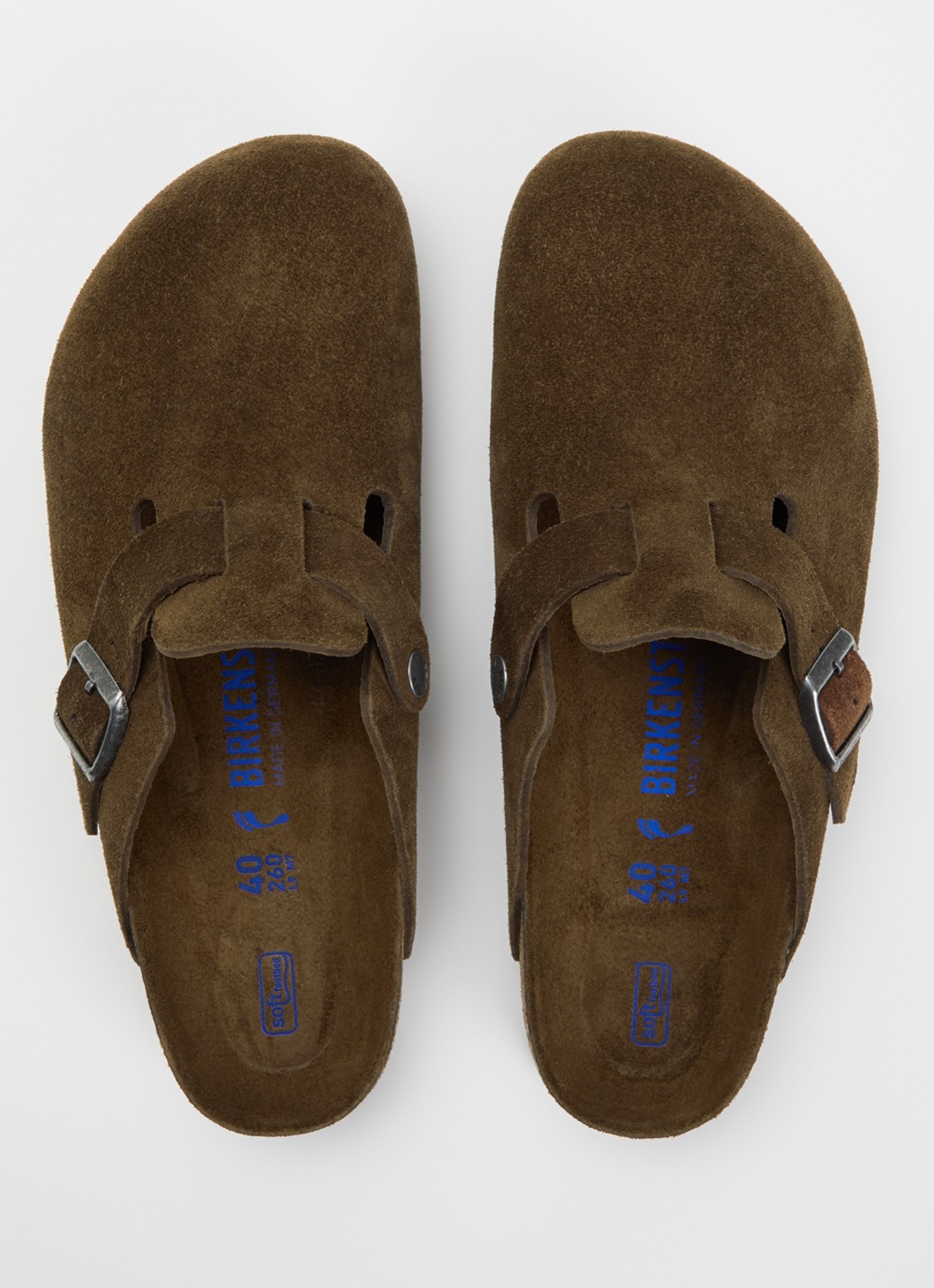 Birkenstock Narrow Fit Boston muiltje van suède  - detail 2 chocoladebruin