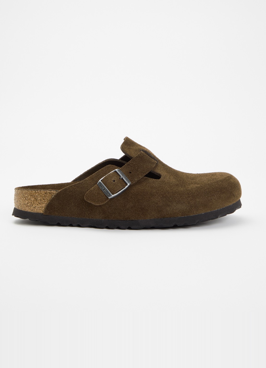 Birkenstock Narrow Fit Boston muiltje van suède  - voorkant 5 chocoladebruin