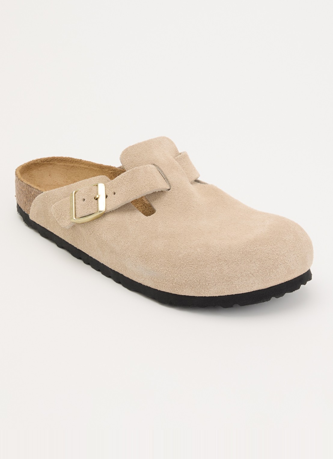 Birkenstock Narrow Fit Boston muiltje van suède - voorkant beige