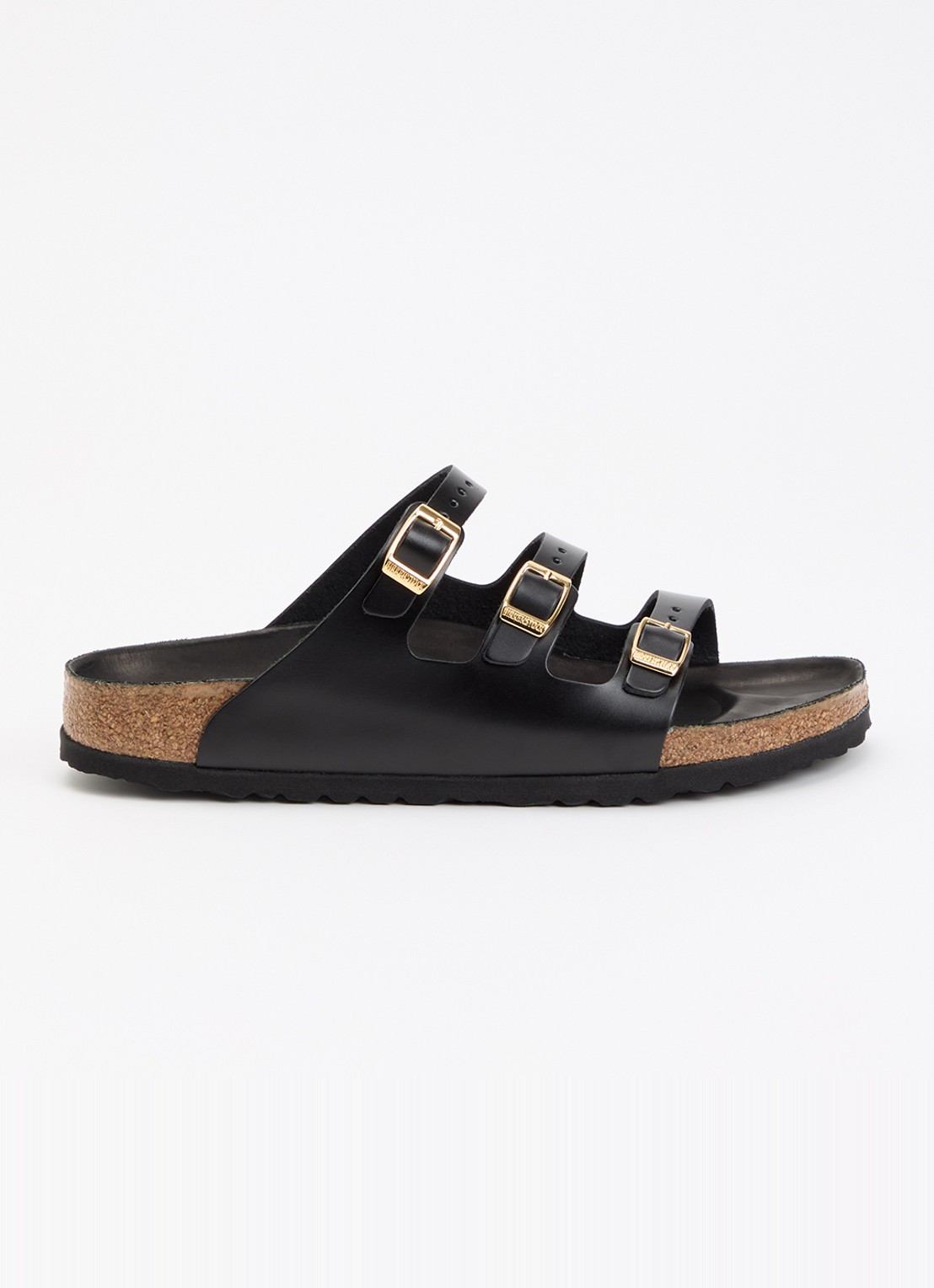 Birkenstock Narrow Fit Florida Fresh slipper van leer - voorkant 5 zwart