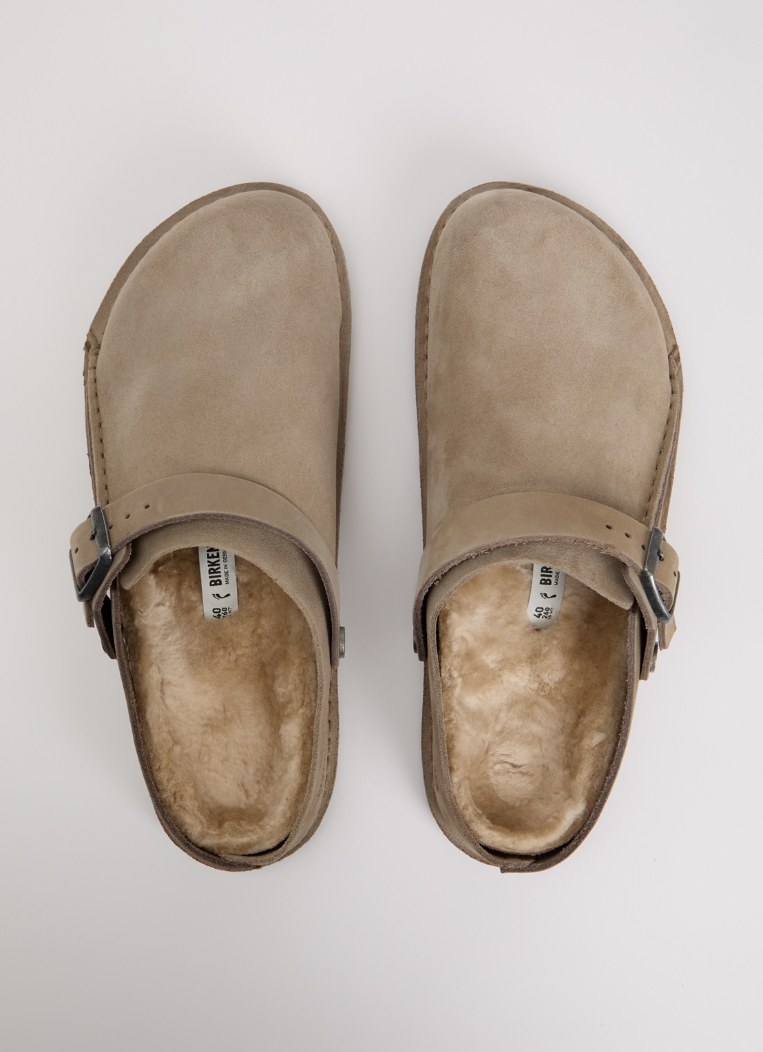 Birkenstock Narrow Fit Lutry muiltje van suède met details van nubuck - detail 2 taupe