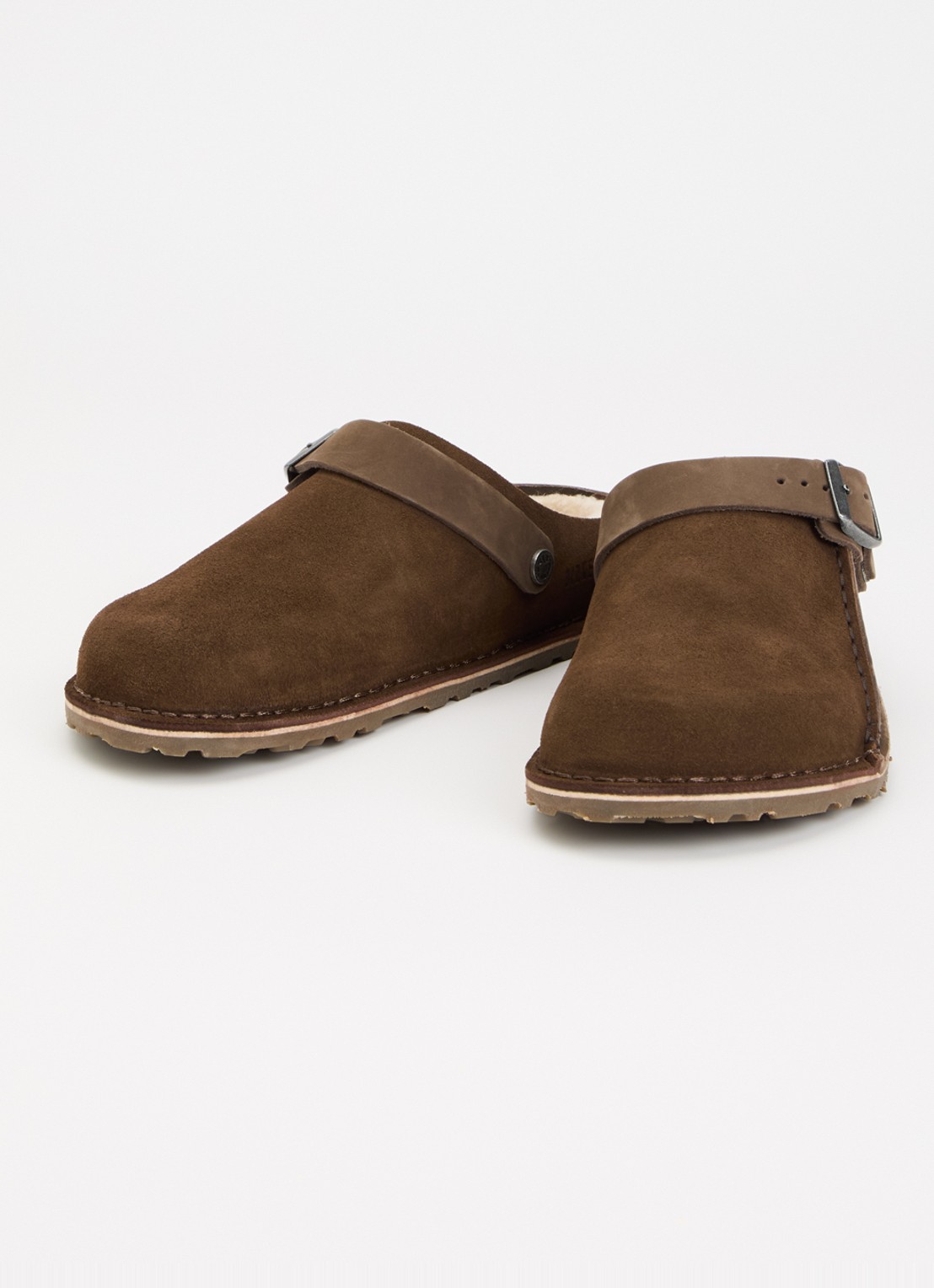 Birkenstock Narrow Fit Lutry muiltje van suède met details van nubuck - detail 3 chocoladebruin