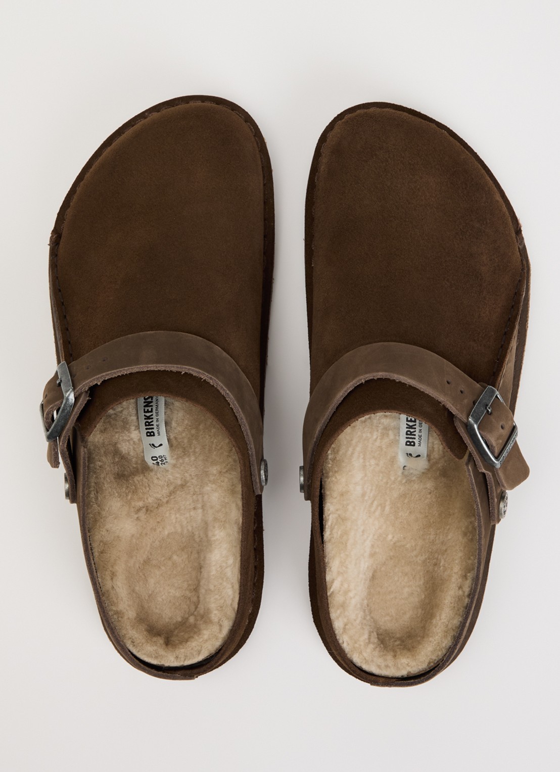 Birkenstock Narrow Fit Lutry muiltje van suède met details van nubuck - detail 4 chocoladebruin
