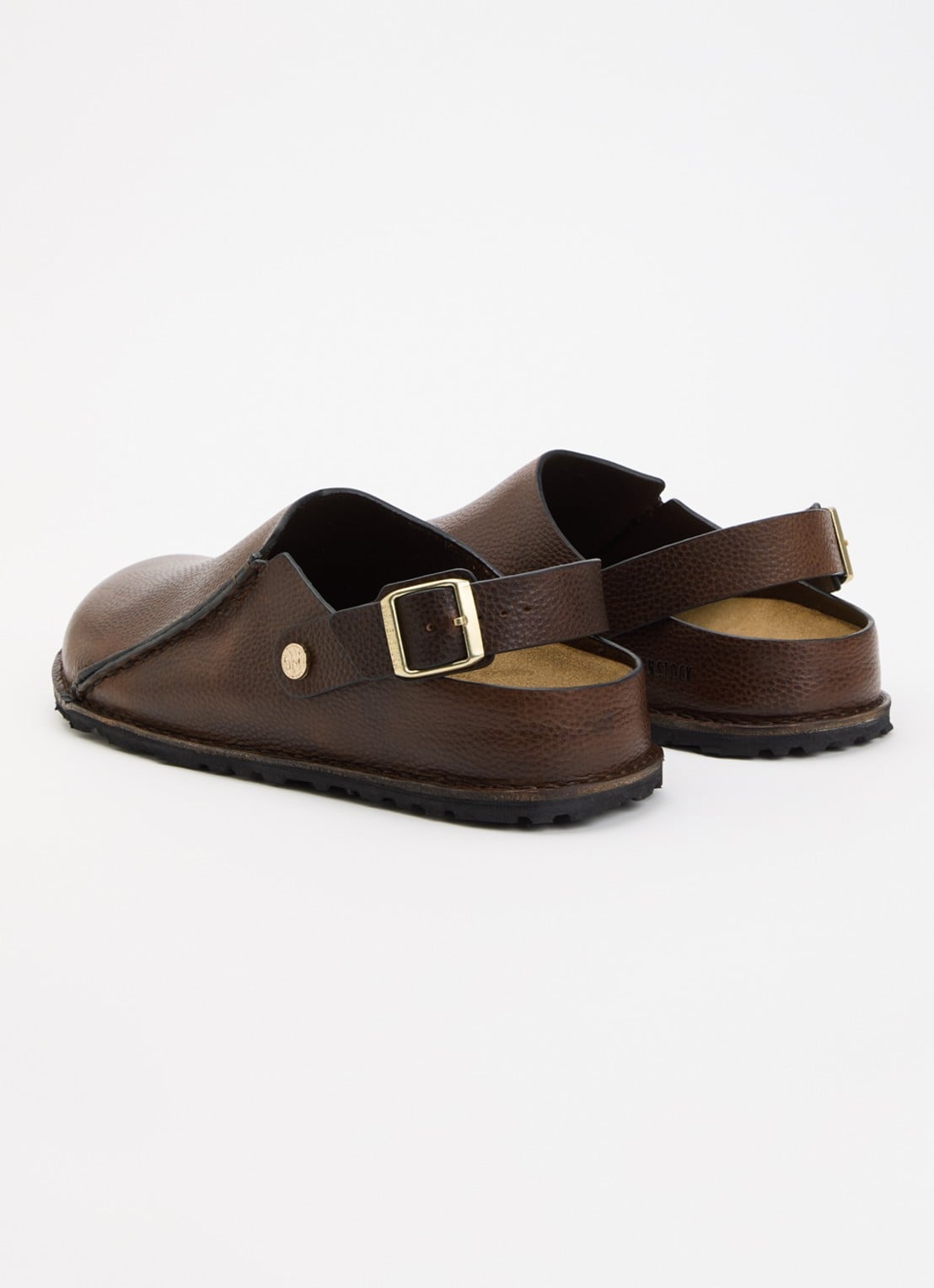 Birkenstock Narrow Fit Lutry Premium muiltje van leer - achterkant donkerbruin