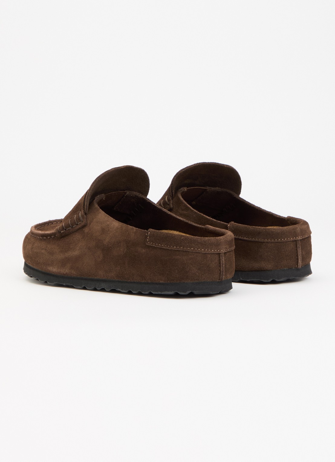 Birkenstock Narrow Fit Naples Wrapped muiltje van suède - achterkant 4 chocoladebruin