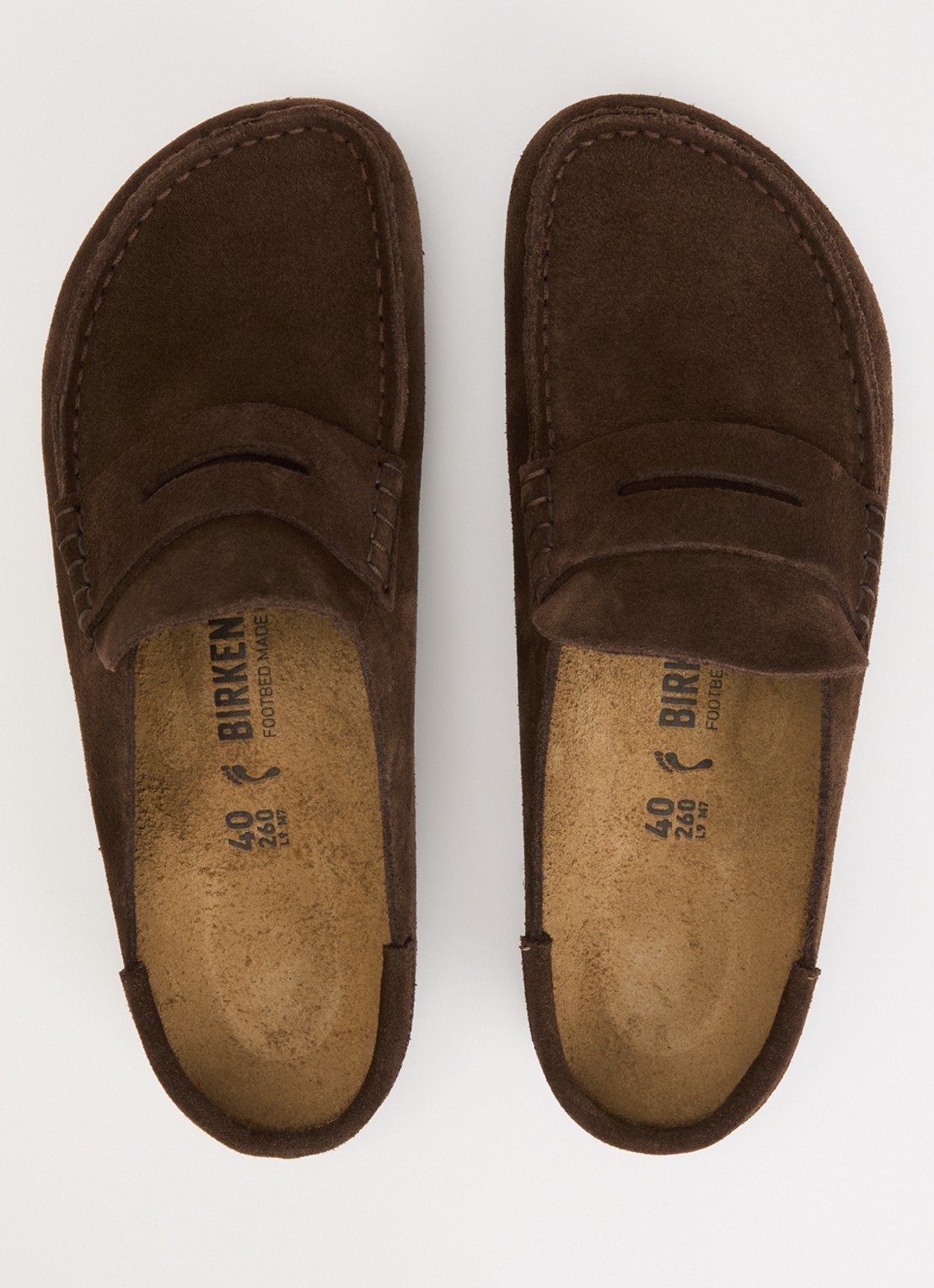 Birkenstock Narrow Fit Naples Wrapped muiltje van suède - detail 2 chocoladebruin