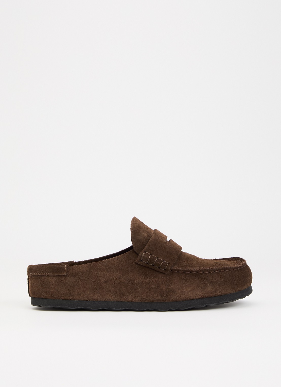 Birkenstock Narrow Fit Naples Wrapped muiltje van suède - voorkant 5 chocoladebruin