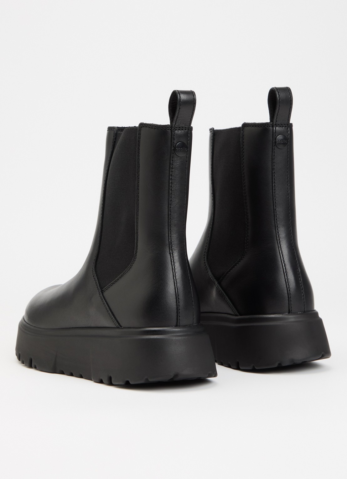 Birkenstock Narrow Fit Theda chelsea boot van leer met plateauzool - achterkant 4 zwart