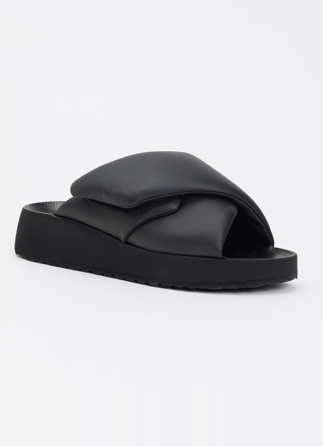 Birkenstock Theda Cross Strap slipper van leer - voorkant zwart