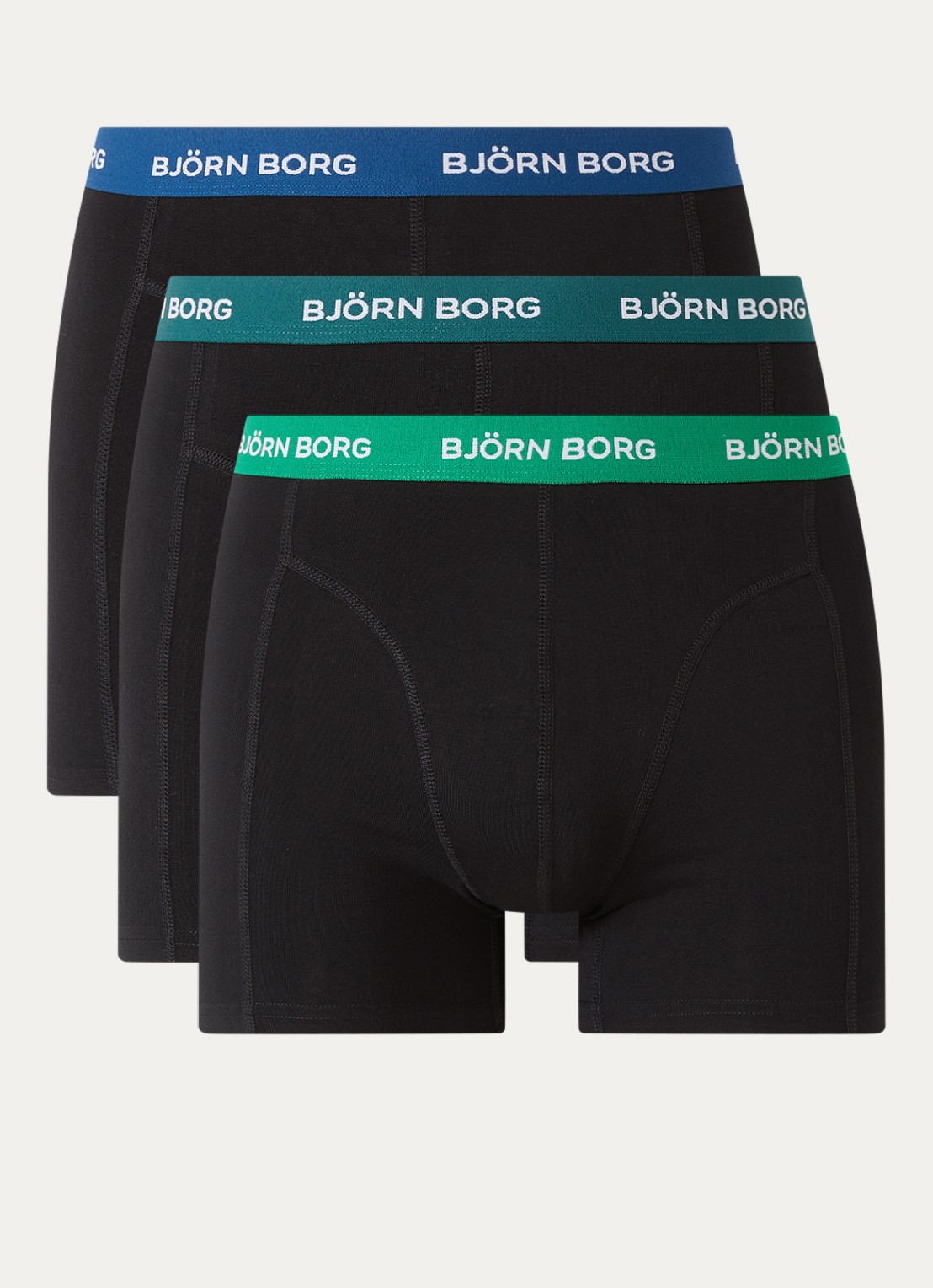 Björn Borg Boxershort met logoband in 3-pack - voorkant zwart