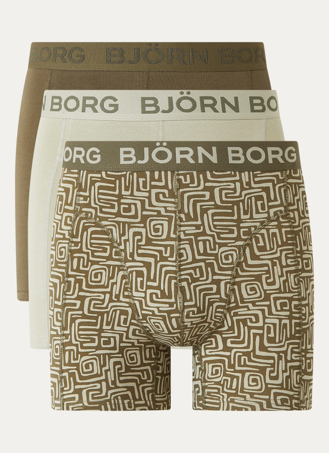 Björn Borg Boxershort met logoband in 3-pack - voorkant groen