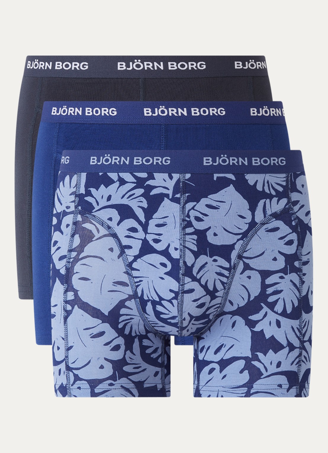 Björn Borg Boxershort met logoband in 3-pack - voorkant blauw