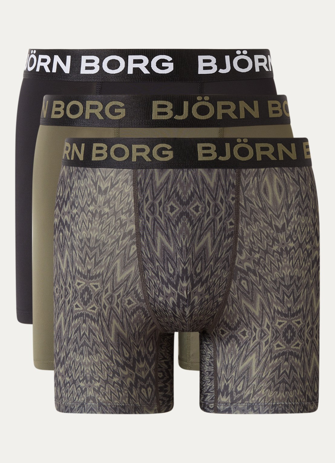Björn Borg Boxershort met logoband in 3-pack - voorkant grijs
