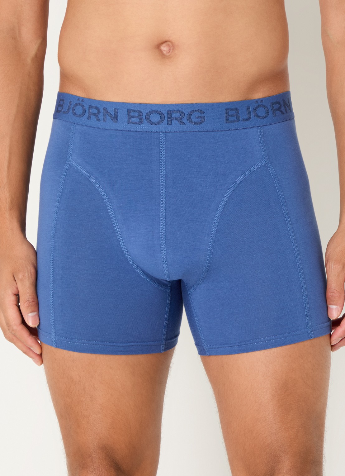 Björn Borg Boxershort met logoband in 5-pack - voorkant 2 donkerblauw