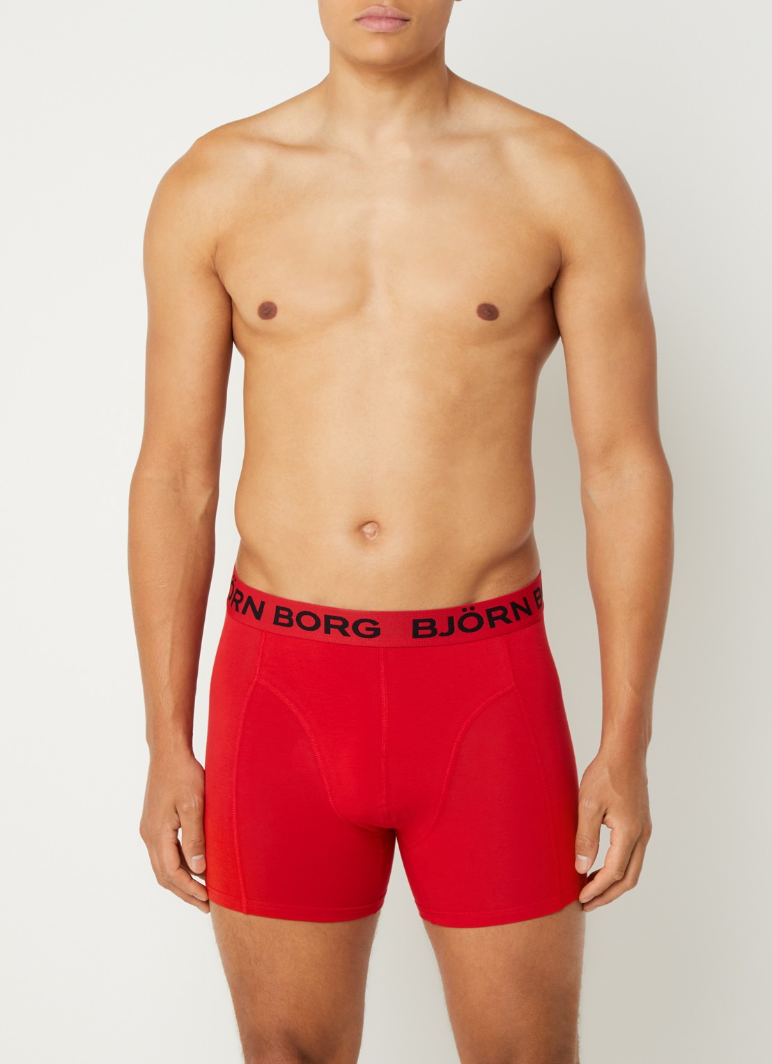 Björn Borg Boxershort met logoband in 5-pack - detail rood