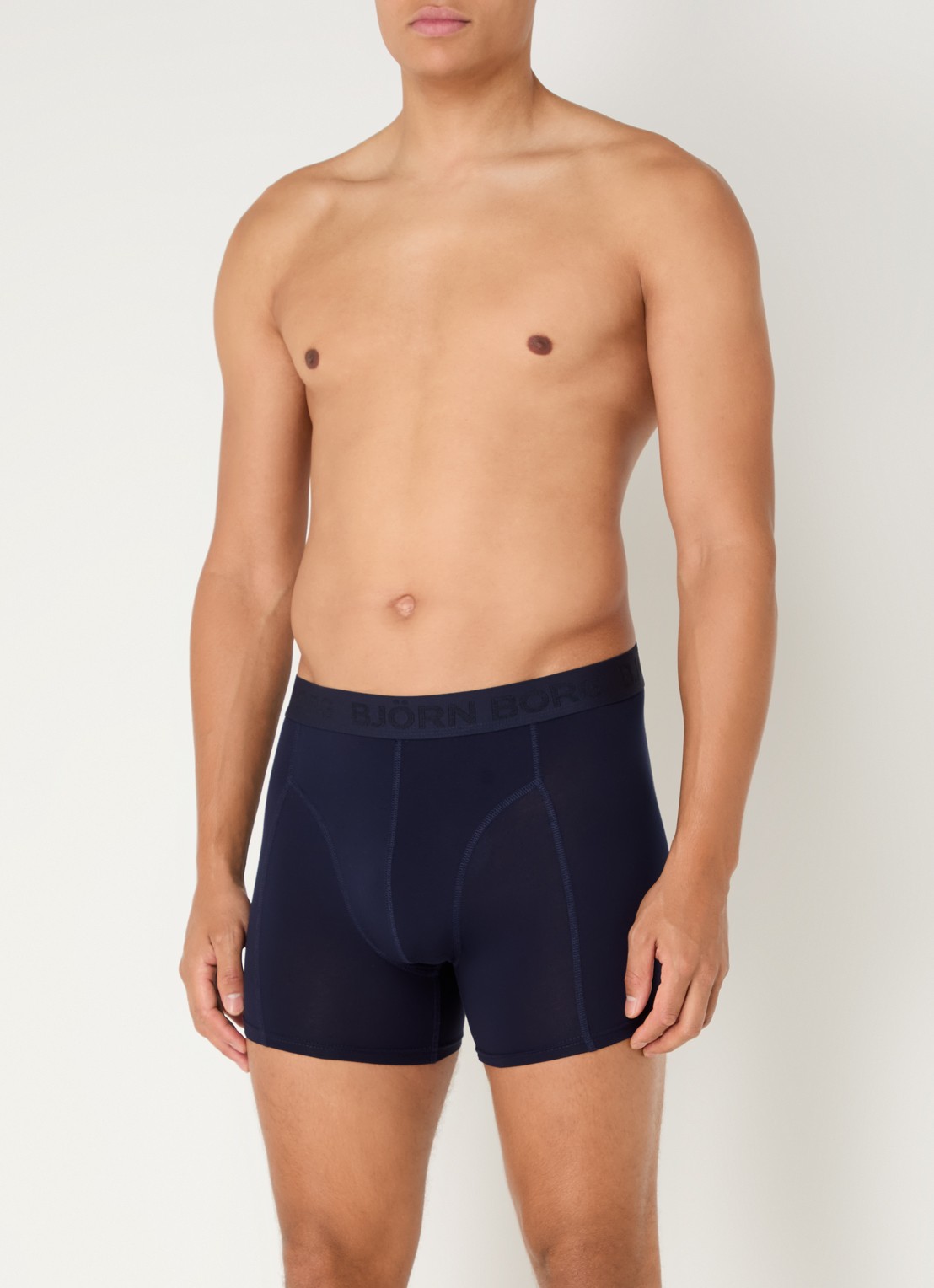 Björn Borg Boxershort met logoband in 5-pack - detail donkerblauw