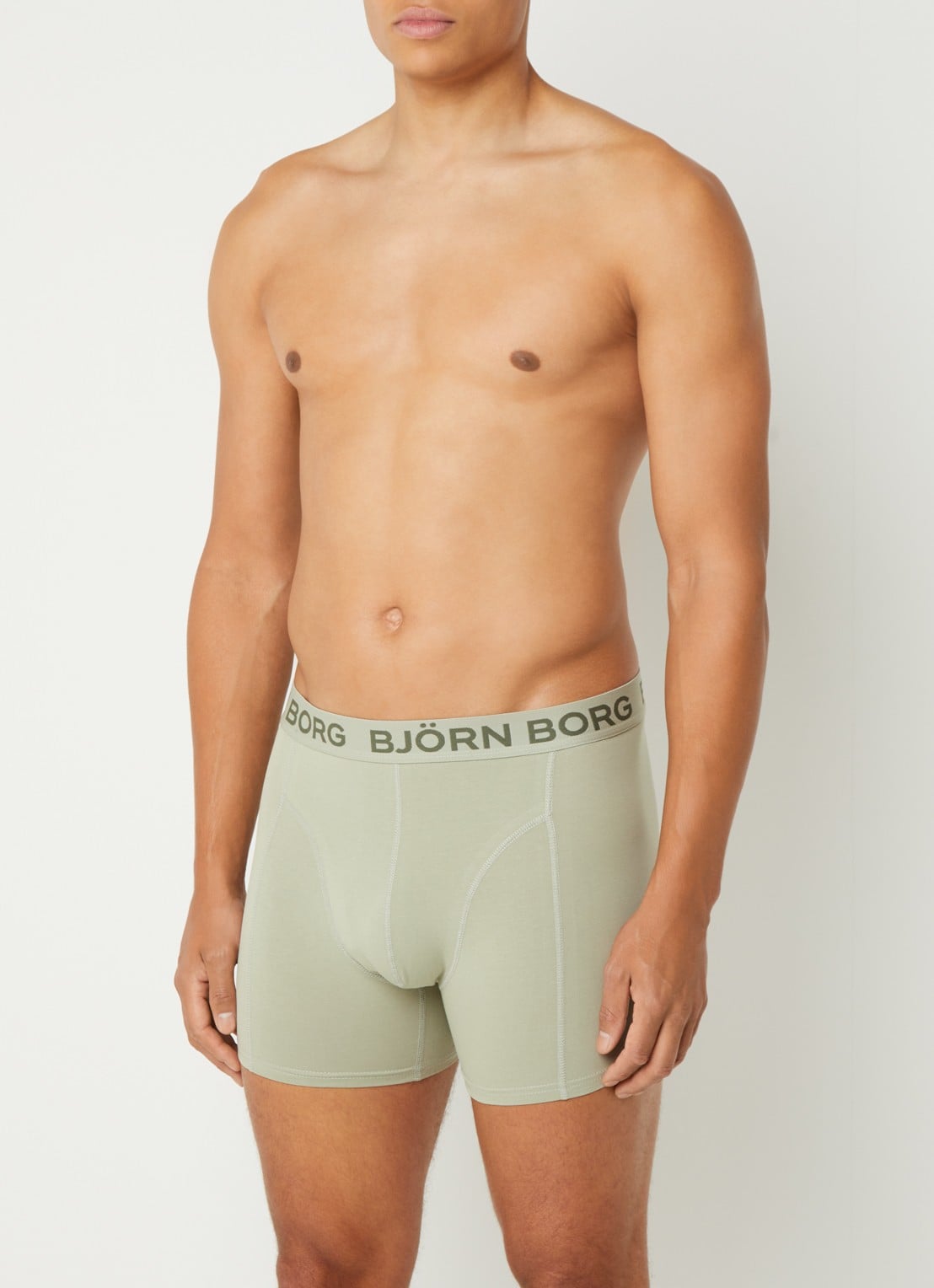 Björn Borg Boxershort met logoband in 7-pack - detail mosgroen
