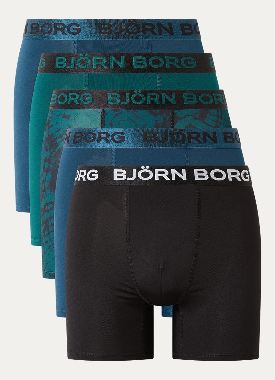 Björn Borg Boxershort met logoband van microfiber in 5-pack - voorkant grijs
