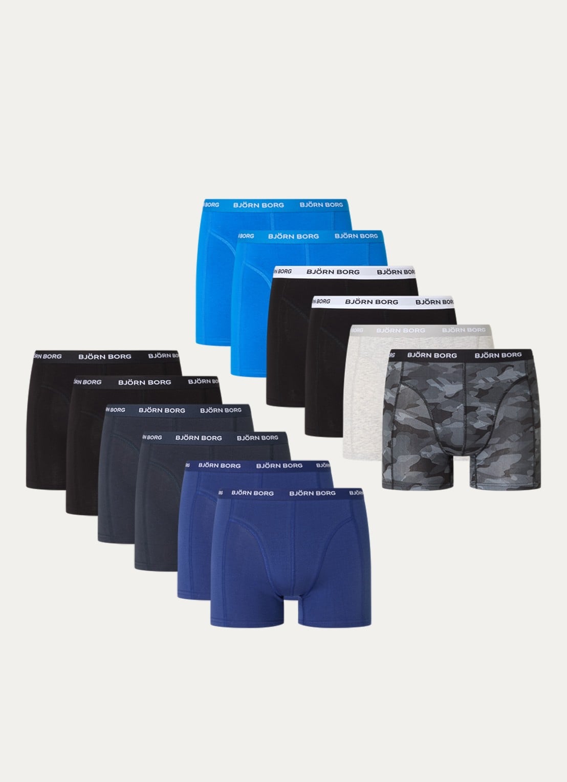 Björn Borg Boxershorts met logoband in 12-pack - voorkant wit