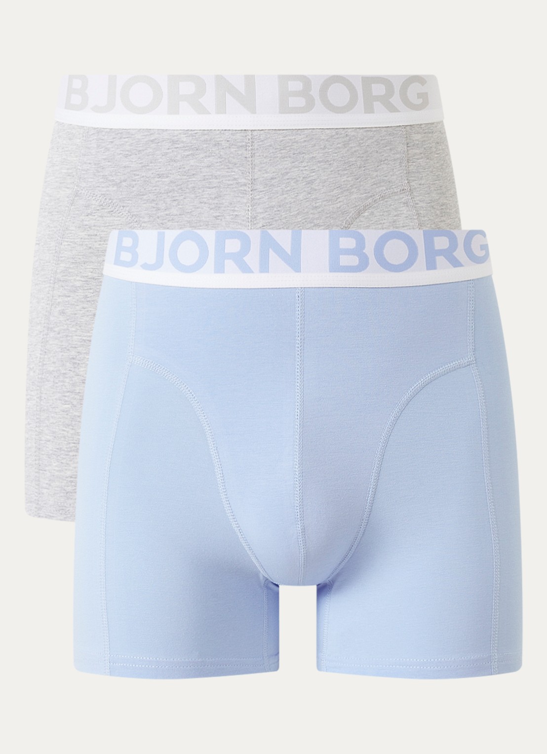 Björn Borg Boxershorts met logoband in 2-pack - voorkant 3 lichtblauw