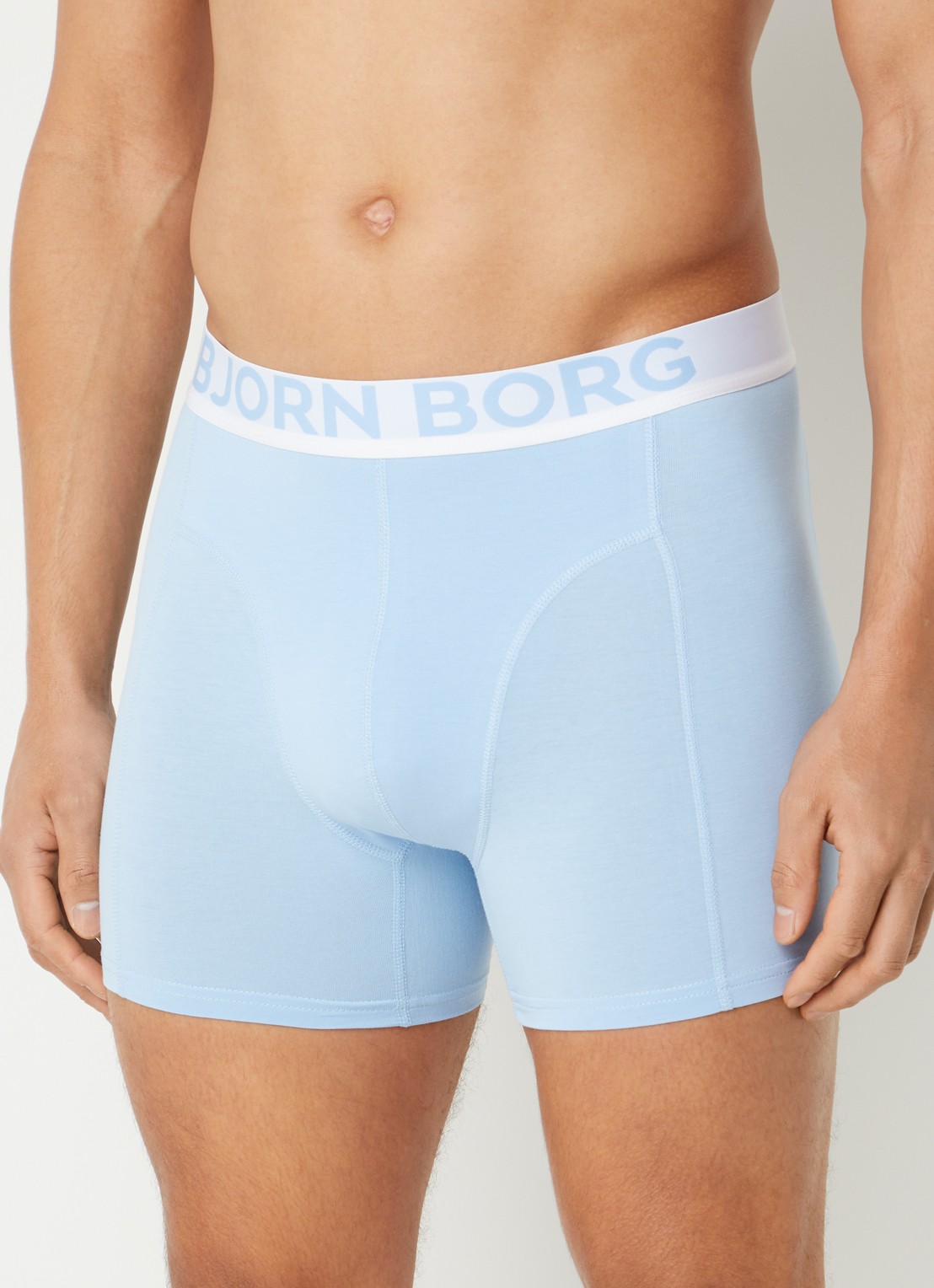 Björn Borg Boxershorts met logoband in 2-pack - voorkant 4 lichtblauw
