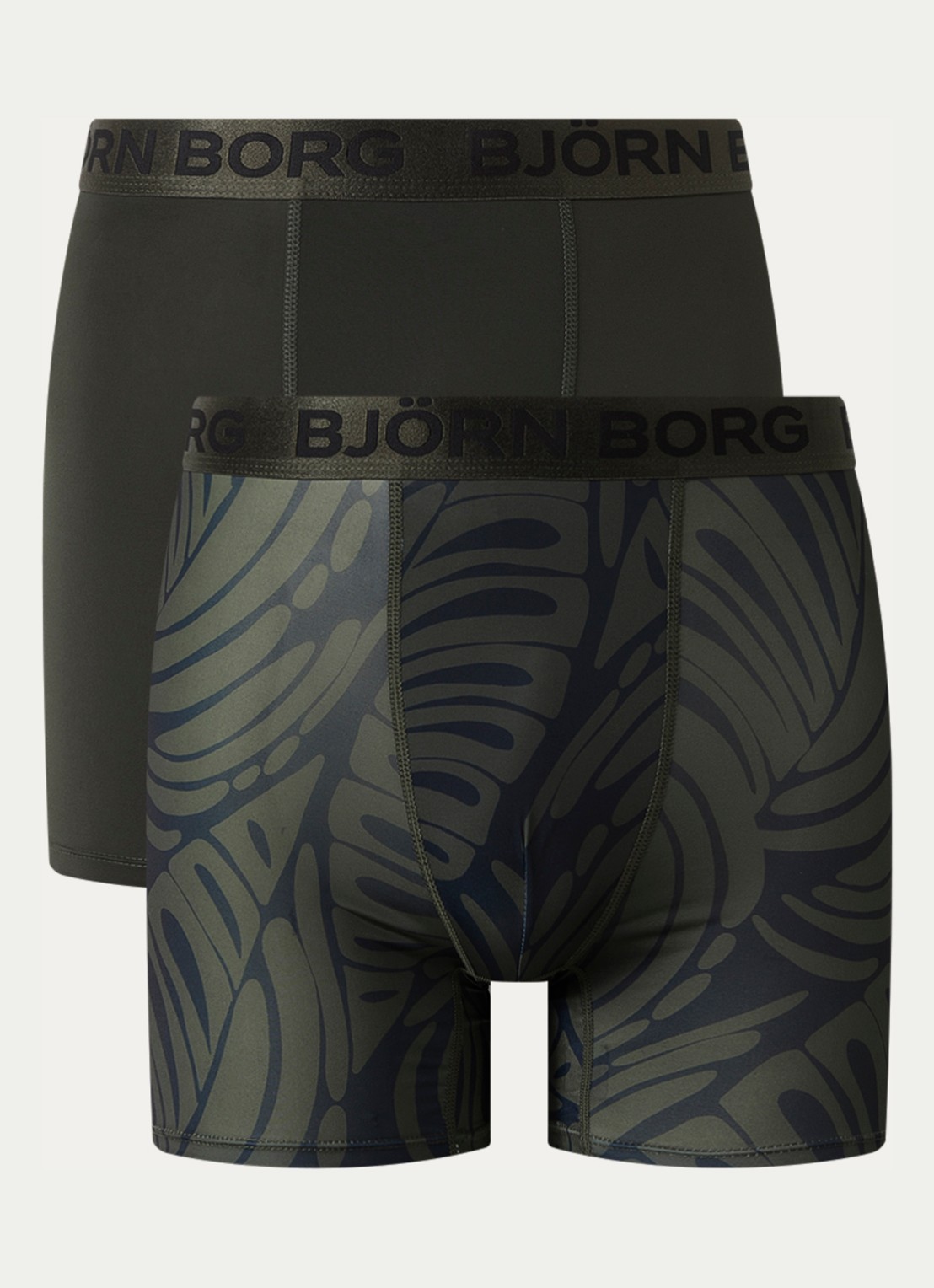 Björn Borg Boxershorts met logoband in 2-pack - voorkant bronsgroen