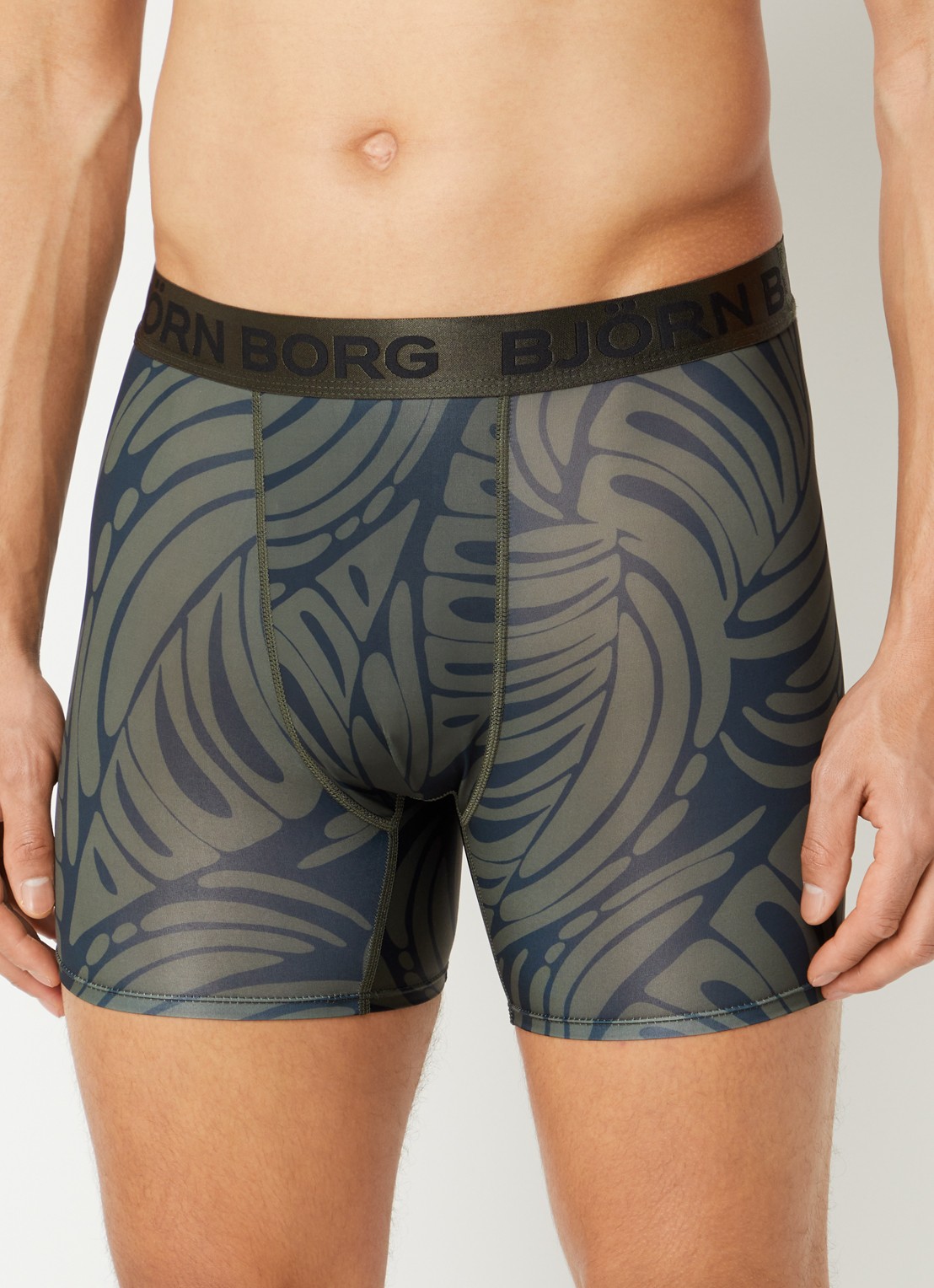 Björn Borg Boxershorts met logoband in 2-pack - voorkant 2 bronsgroen