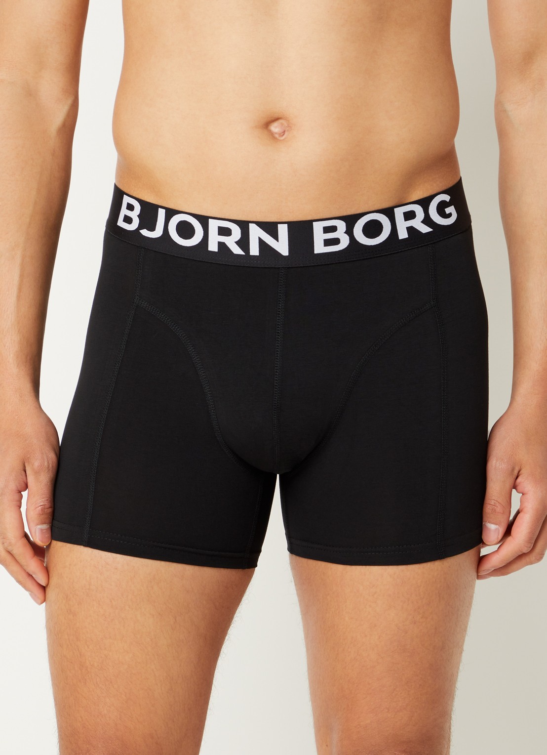 Björn Borg Boxershorts met logoband in 2-pack - voorkant 3 donkerblauw