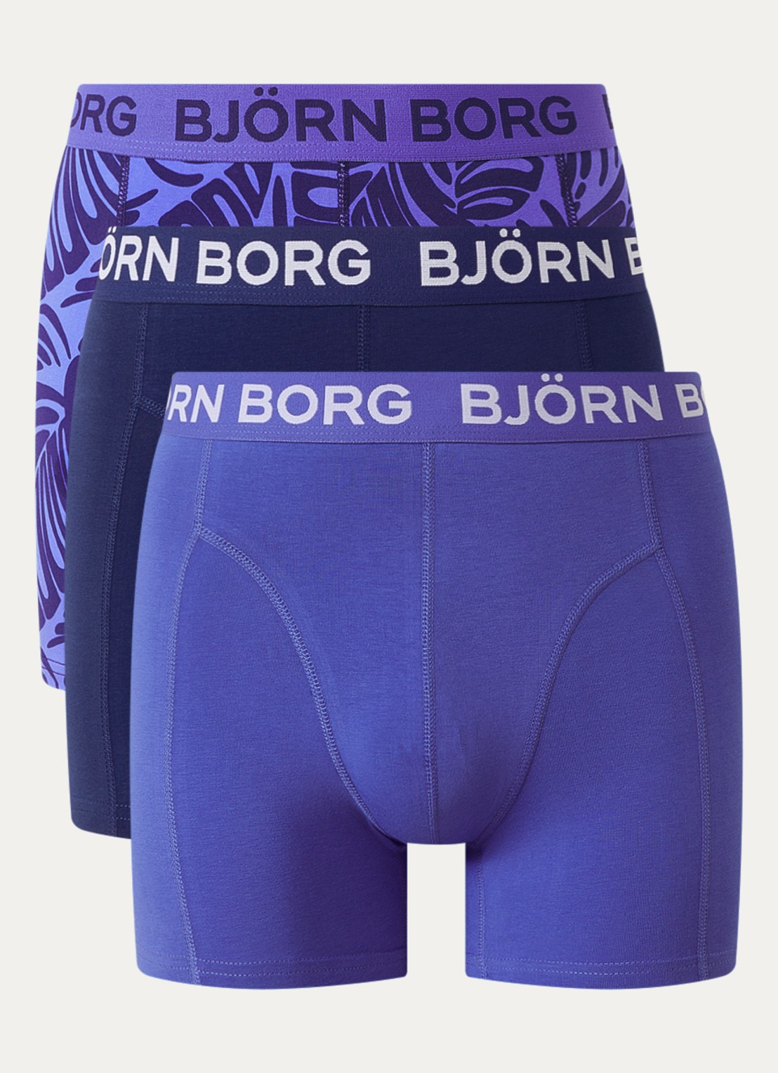 Björn Borg Boxershorts met logoband in 3-pack - voorkant 3 donkerblauw