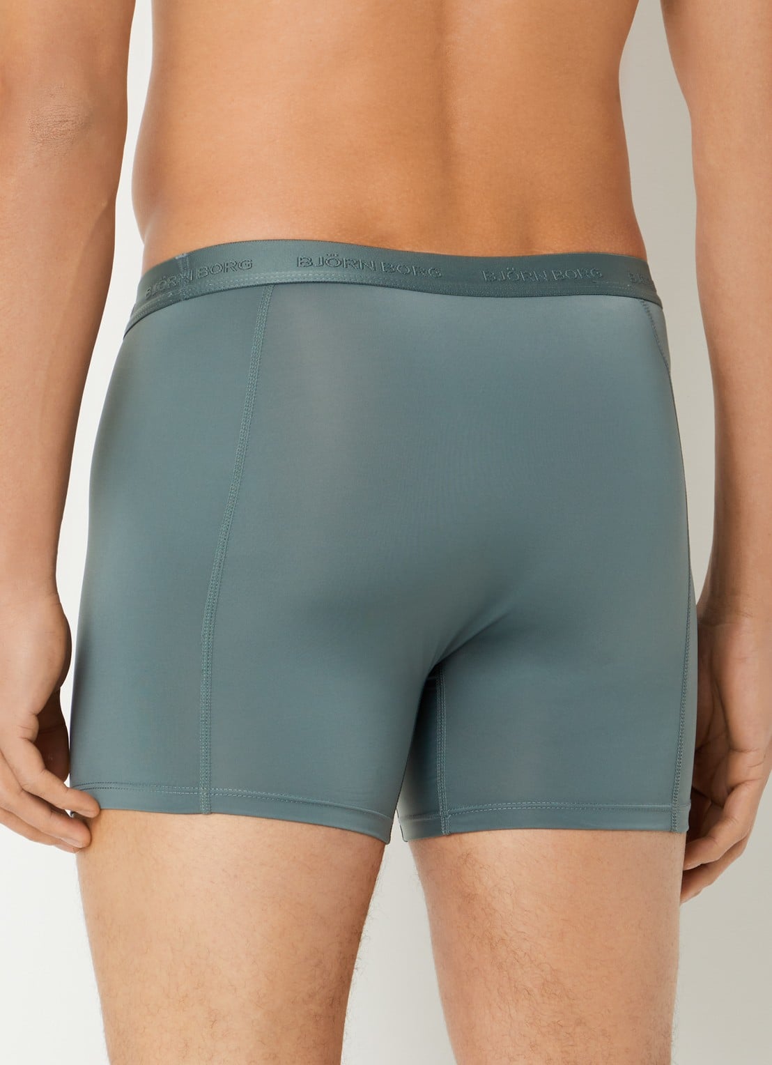Björn Borg Boxershorts met logoband in 3-pack - achterkant 4 bronsgroen