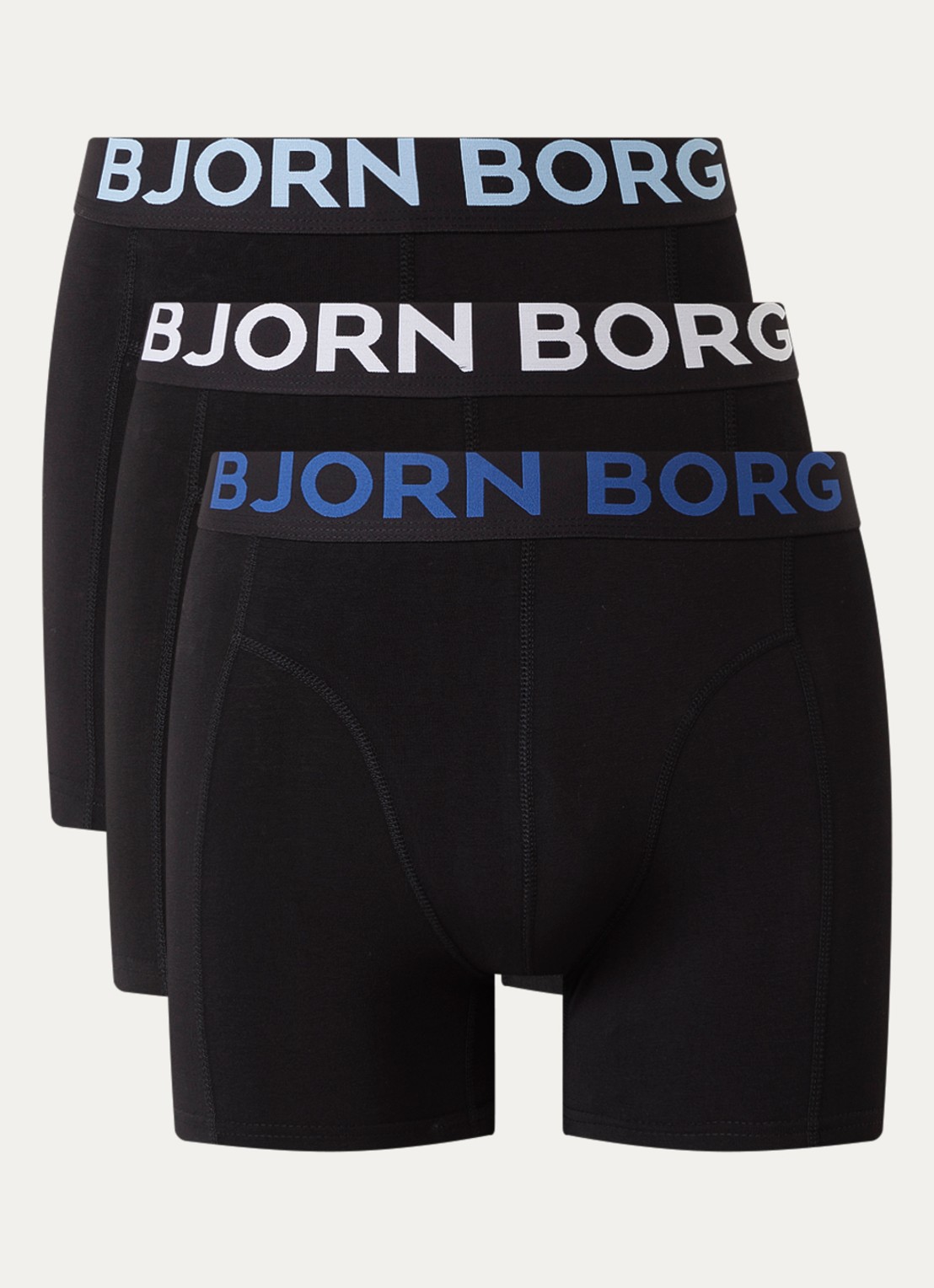 Björn Borg Boxershorts met logoband in 3-pack - voorkant 2 zwart