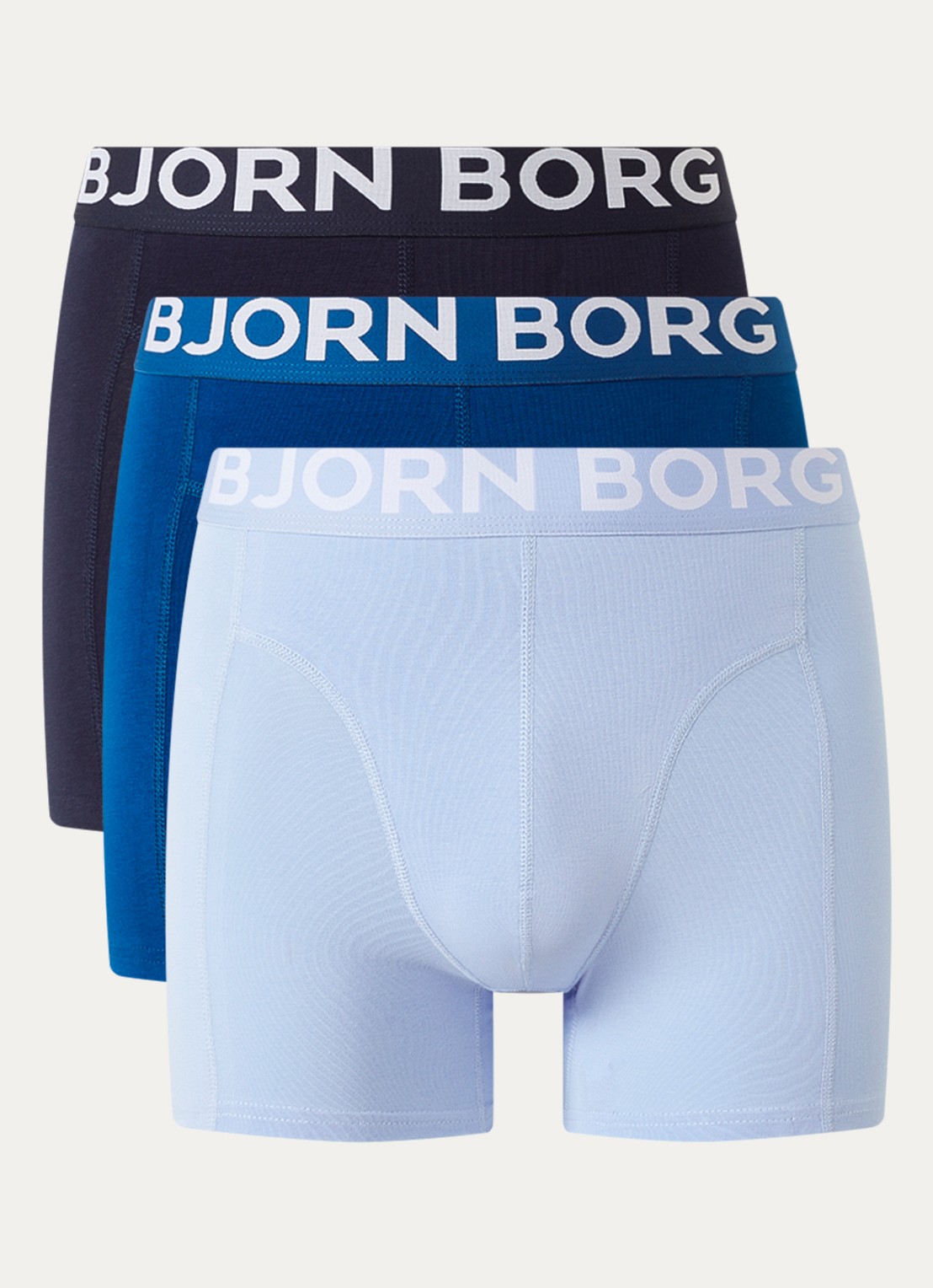 Björn Borg Boxershorts met logoband in 3-pack - voorkant 3 blauw