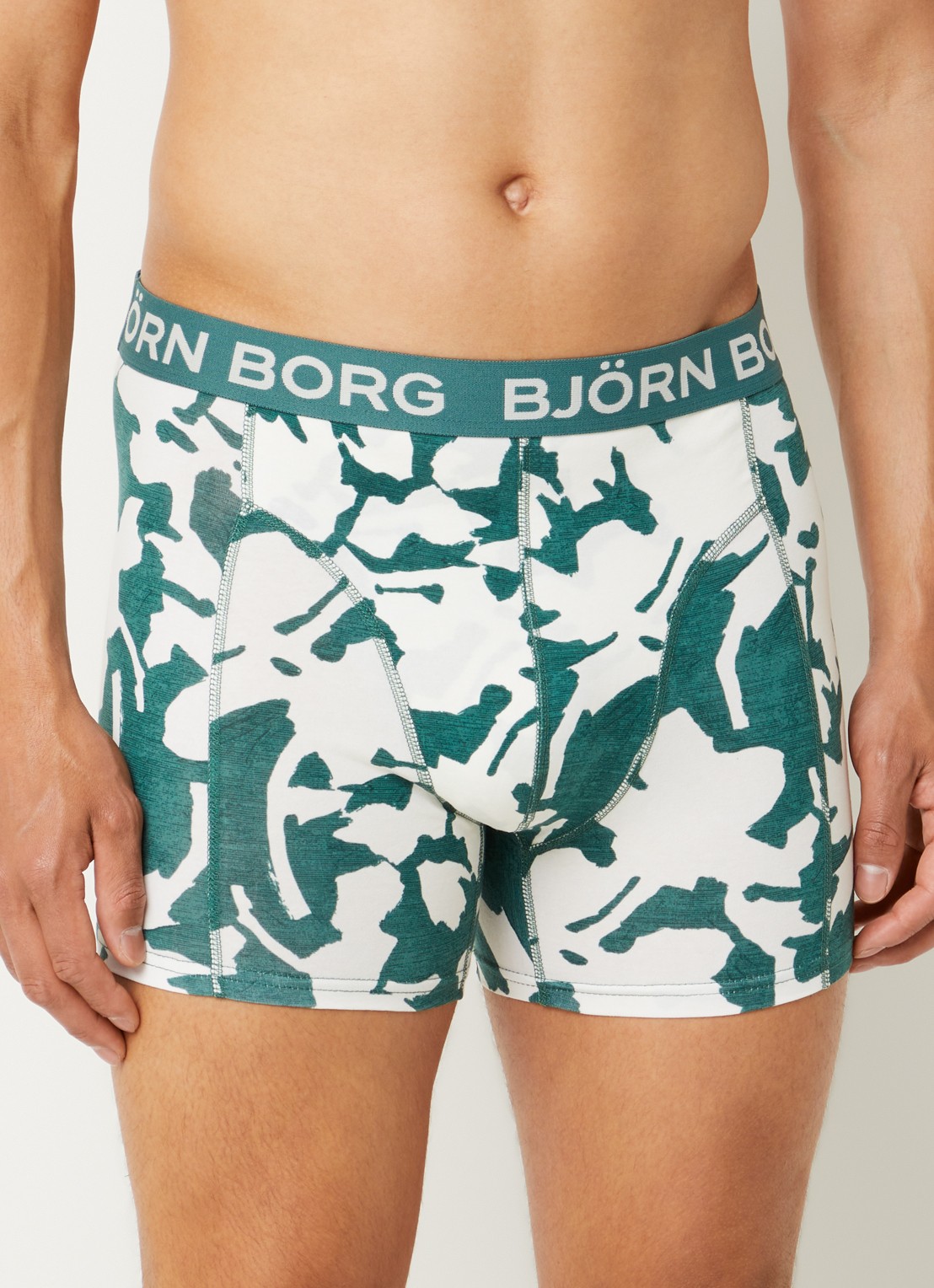 Björn Borg Boxershorts met logoband in 3-pack - voorkant 3 olijfgroen