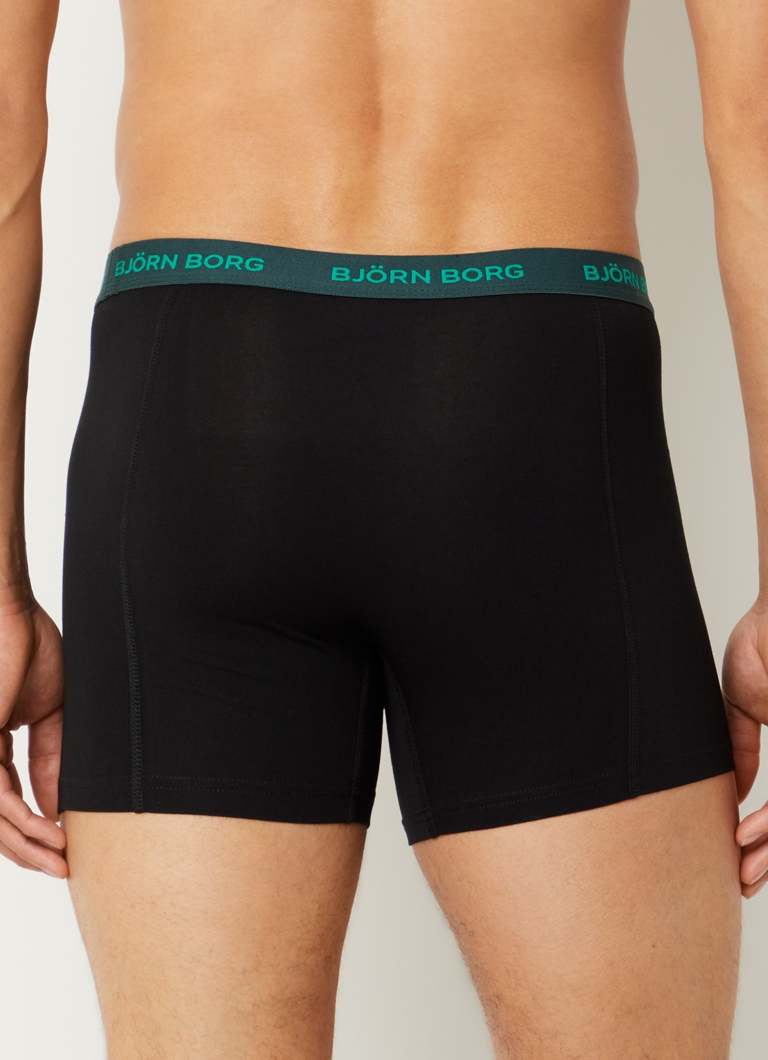 Björn Borg Boxershorts met logoband in 3-pack - achterkant 4 donkergroen