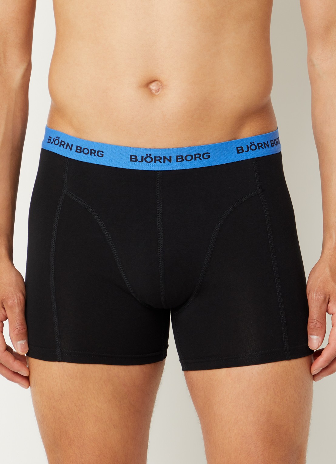 Björn Borg Boxershorts met logoband in 3-pack - voorkant 4 donkerblauw